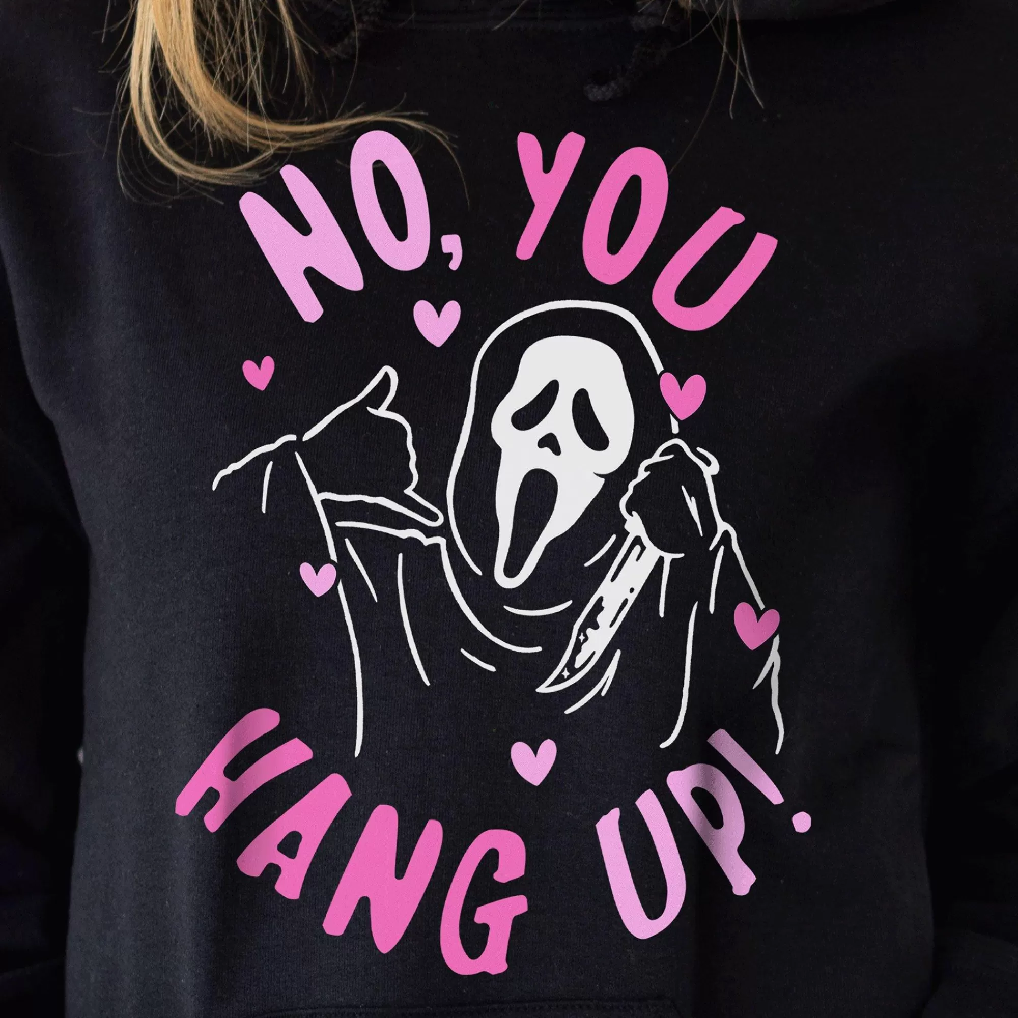 Party City Scary-Adult No, You Hang Up Ghostface Black Cotton & Polyester Hoodie - Scream