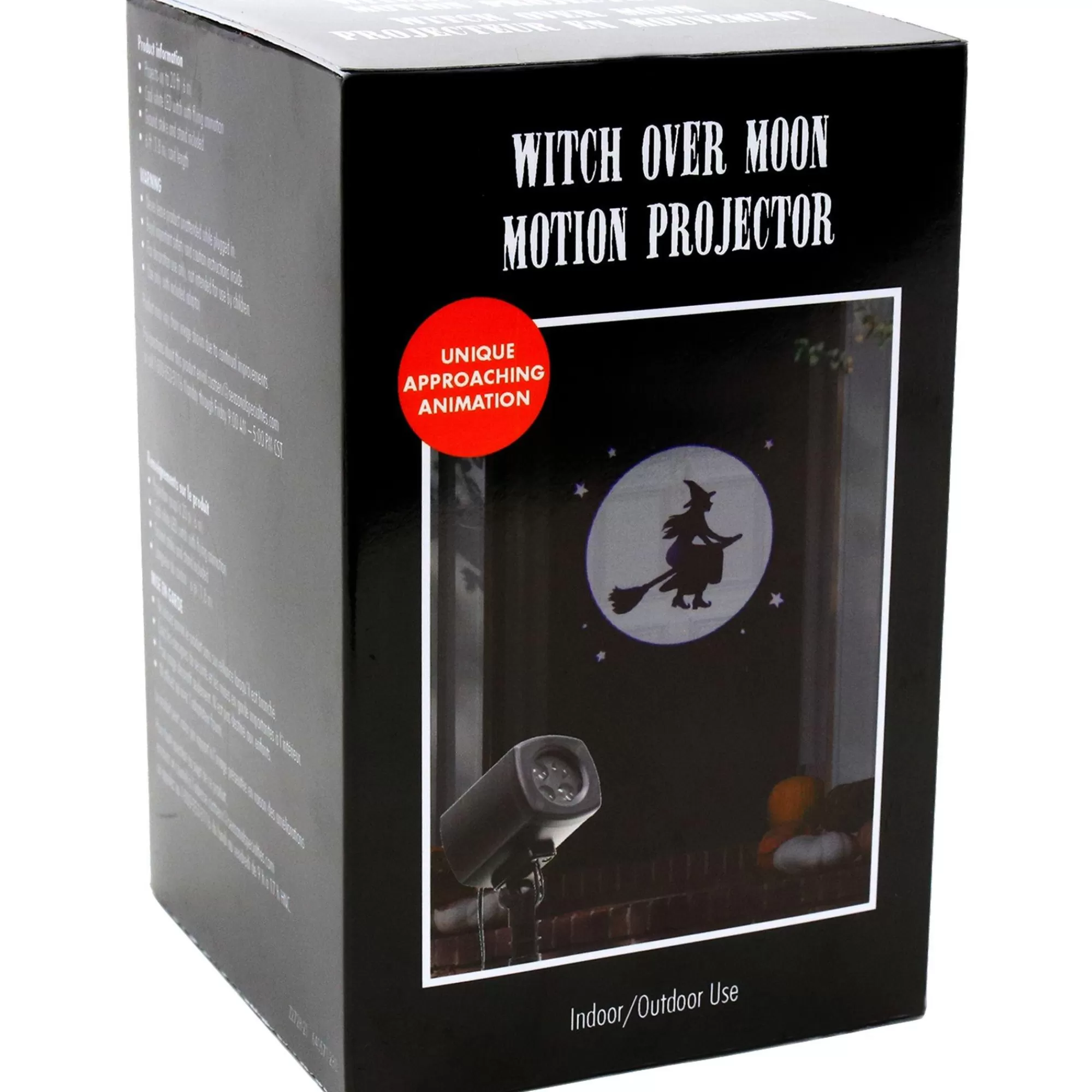 Party City Strobe Lights & Black Lights | Animated Witch Over Moon Motion Projector, 4In X 7In
