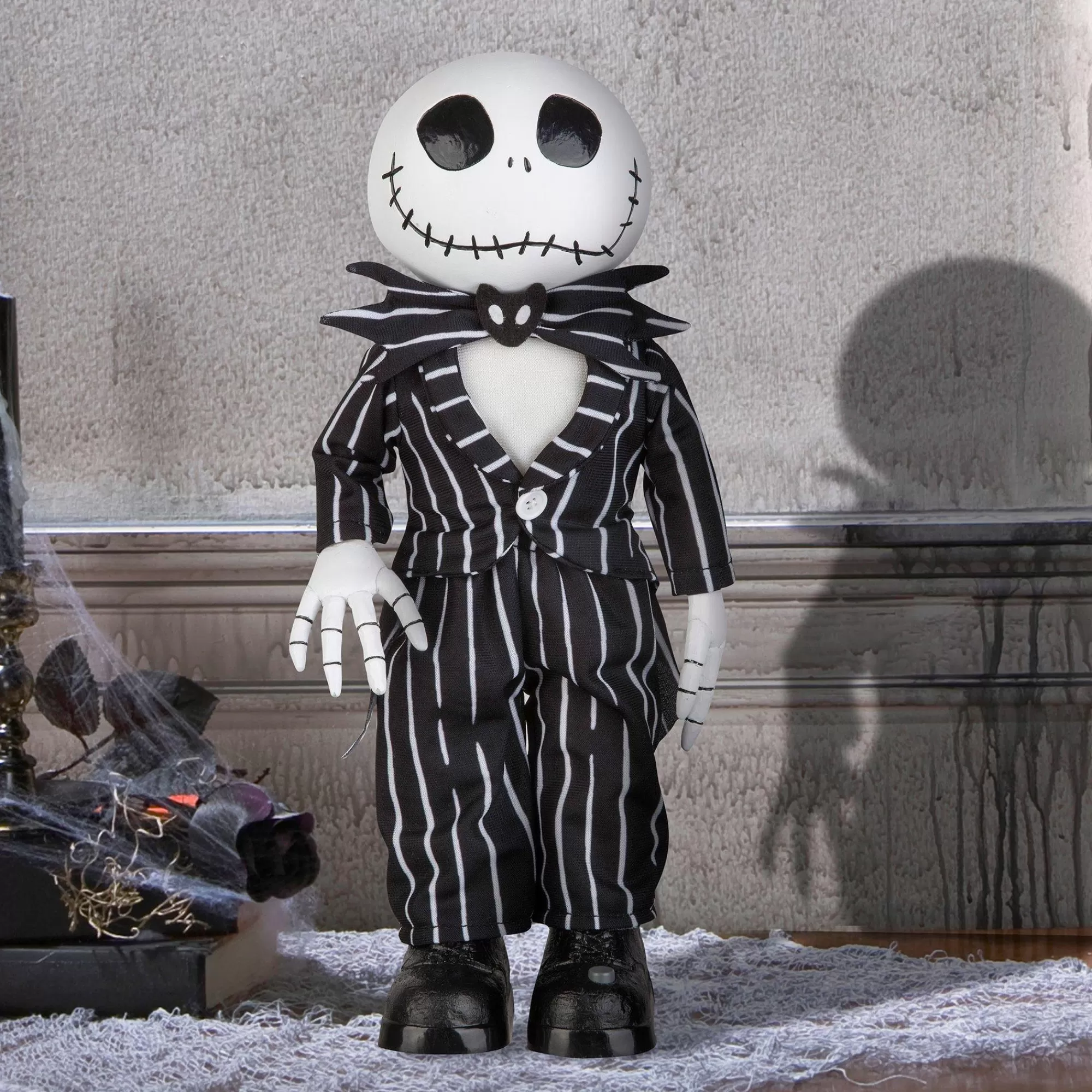 Disney Channel Animatronics | Animatronic Jack Skellington Standing Halloween Decoration, 13.4In - The Nightmare Before Christmas