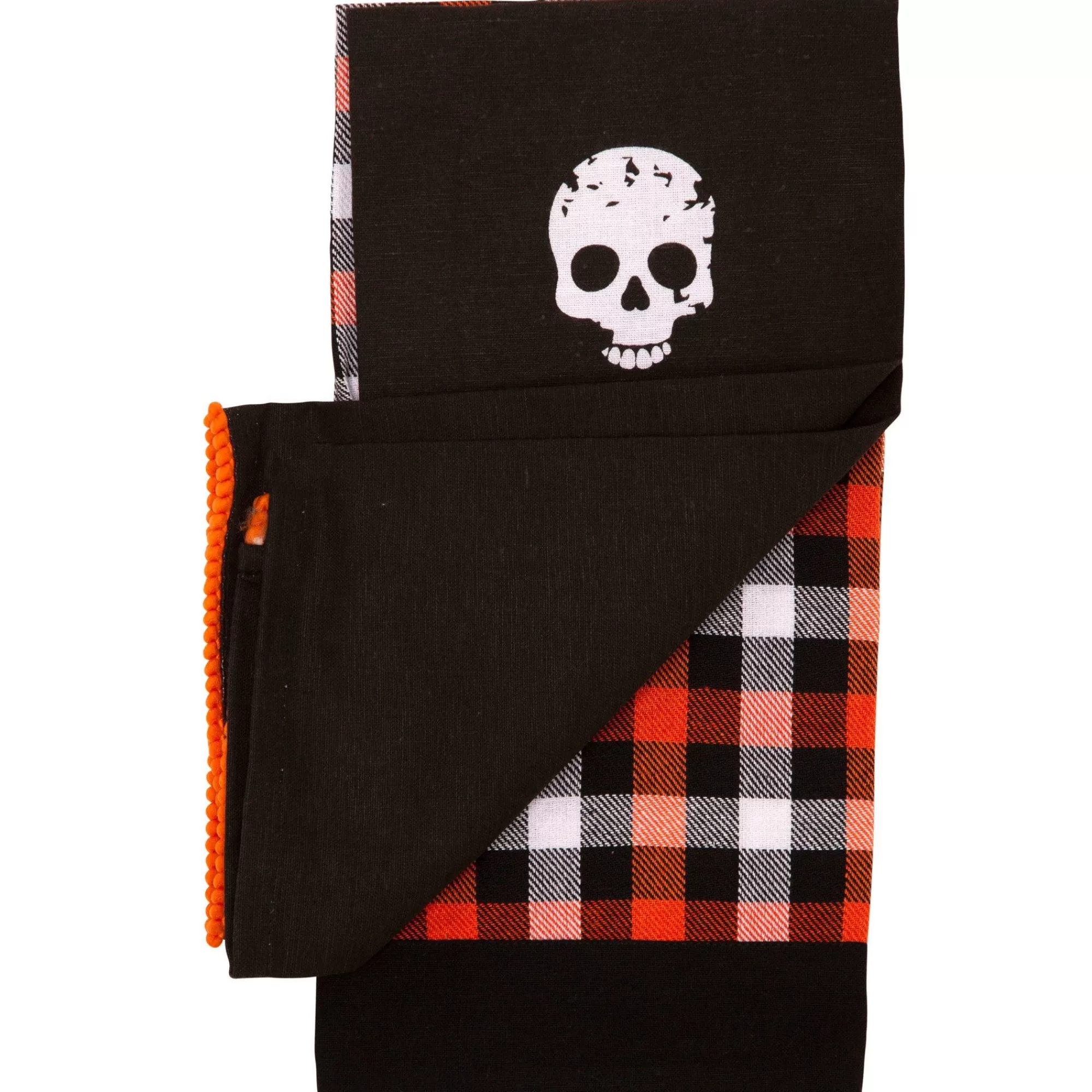 Party City Home Décor | Black & Orange Skulls & Buffalo Plaid Fabric Kitchen Towels, 18In X 28In, 2Ct