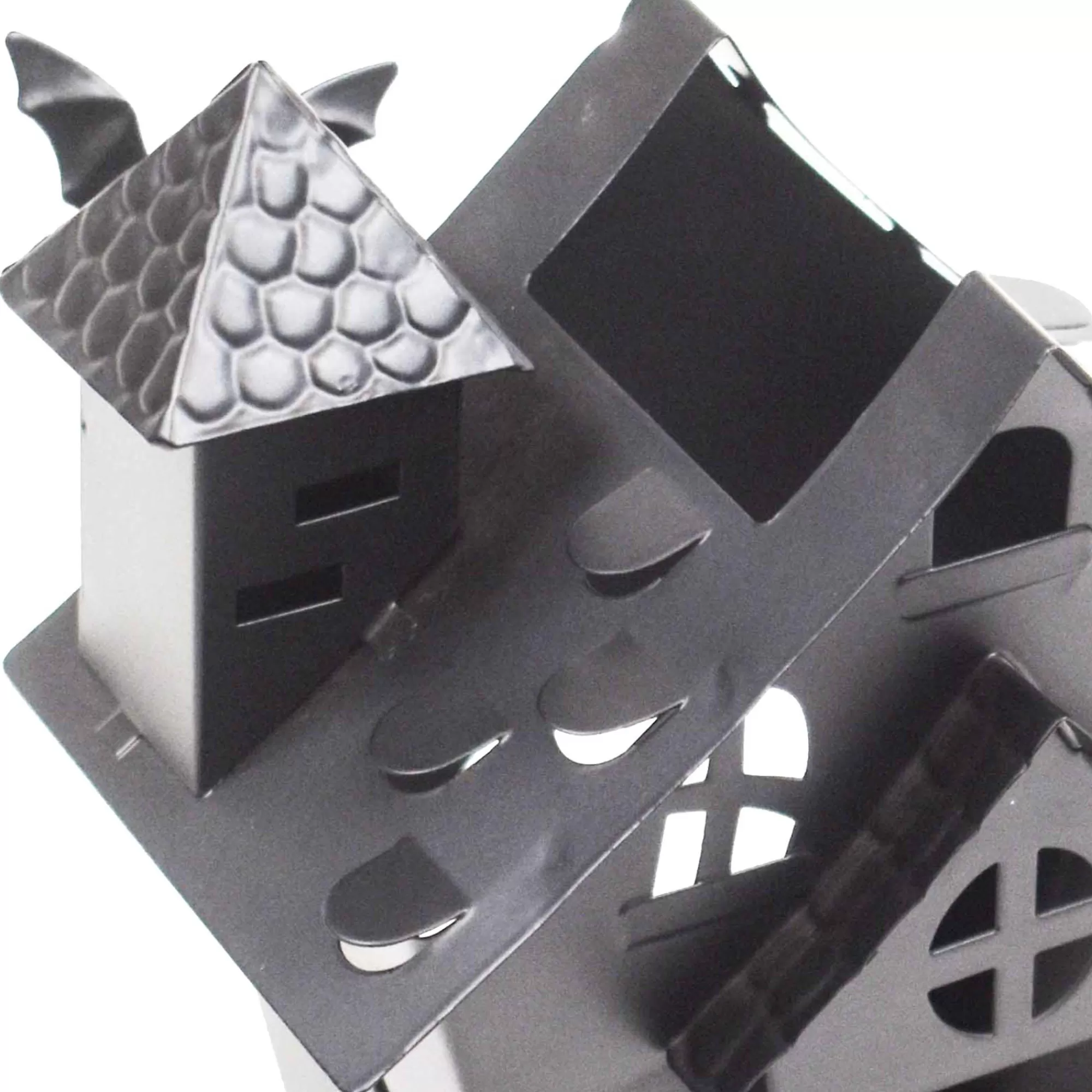 Party City Home Décor | Black Crooked Haunted House Metal Tea Light Candle Holder, 6.5In - Halloween Decoration