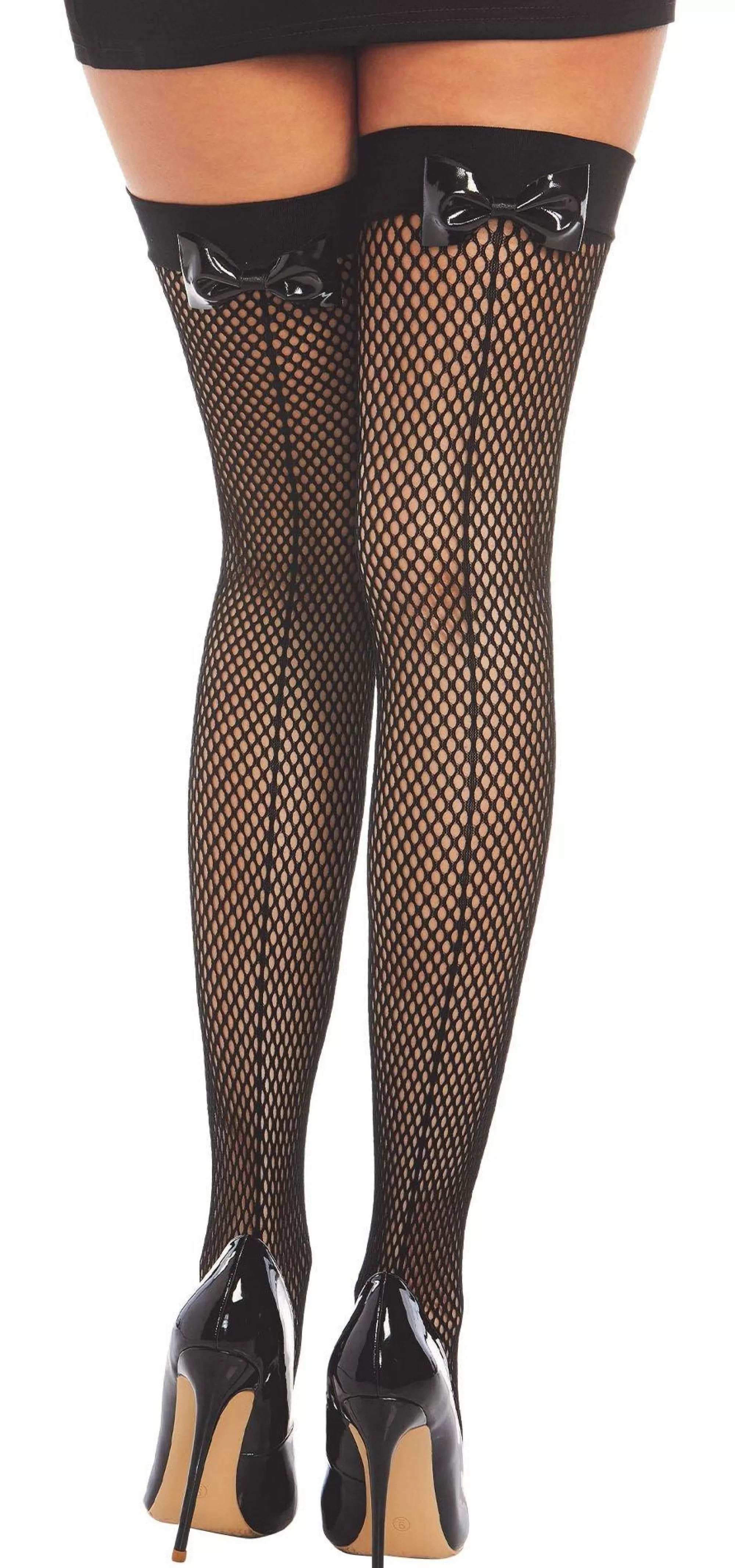 Party City Tights-Black Diamond Fishnet Stockings For Adults With Bow Backseam