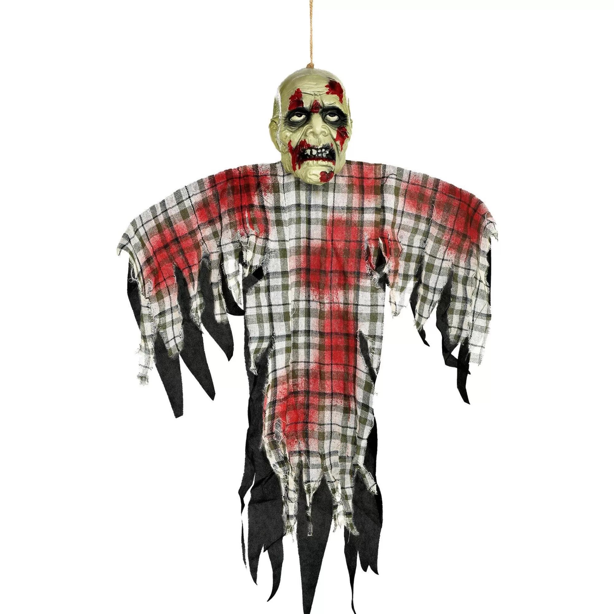 Party City Hanging Decorations | Bloody Zombie In Plaid Fabric & Plastic Hanging Decoration, 48In