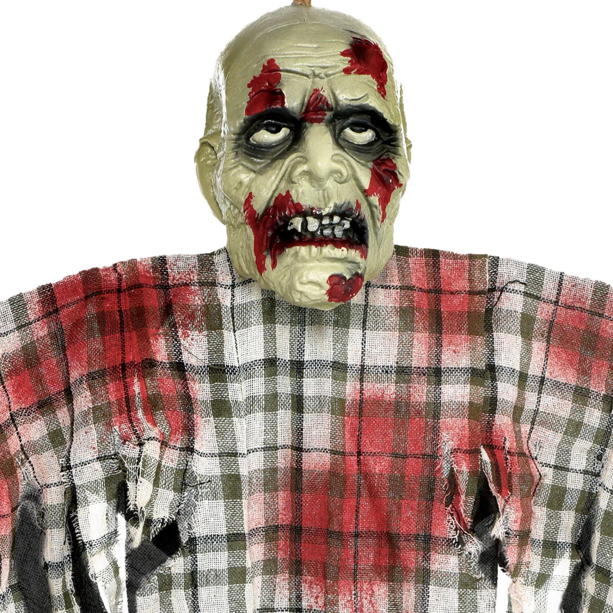 Party City Hanging Decorations | Bloody Zombie In Plaid Fabric & Plastic Hanging Decoration, 48In