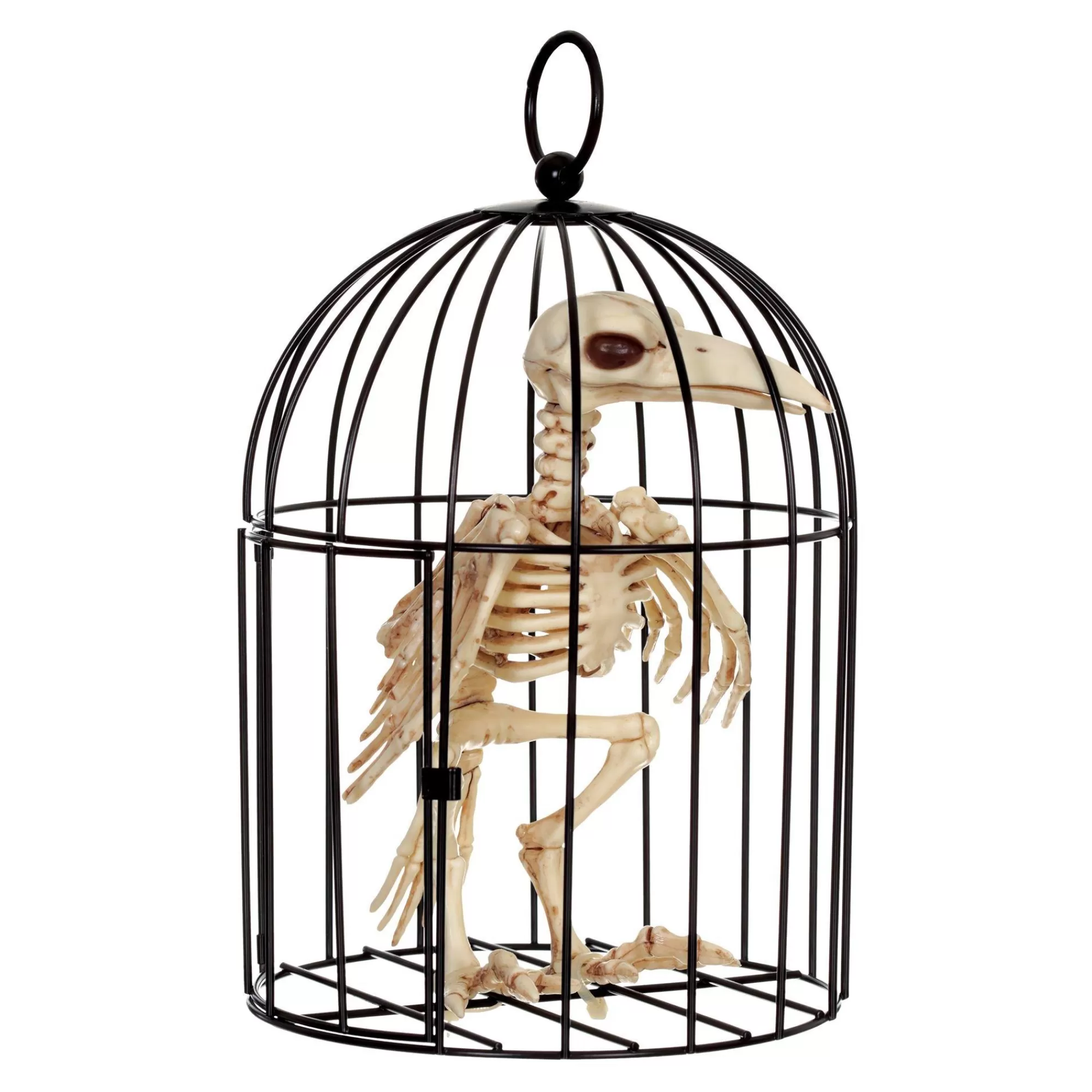 Party City Skeletons | Crow Skeleton In Metal Cage Decoration, 6.75In X 9.75In
