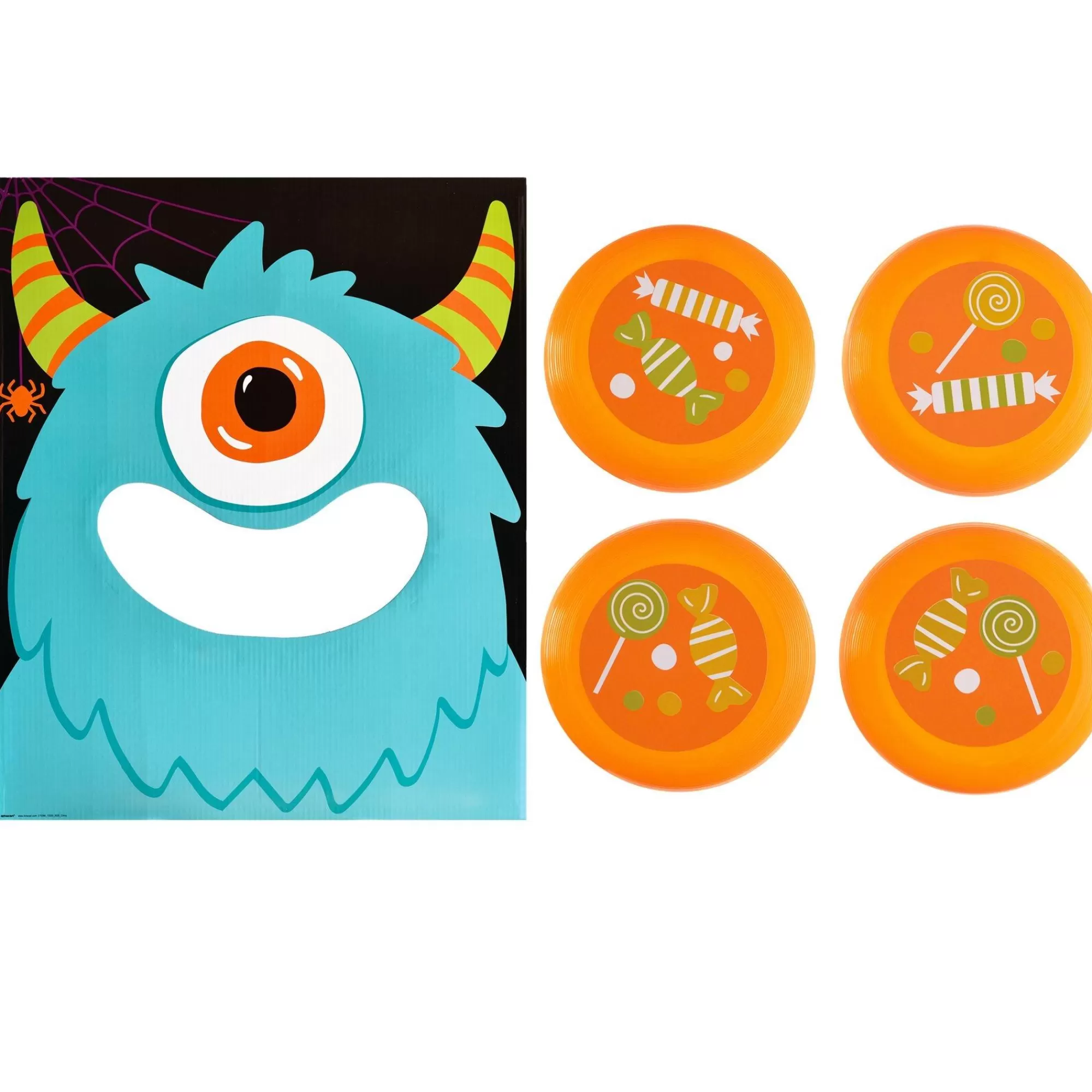 Party City Pi Atas, Games, & Activities | Cyclops Monster Halloween Disc Toss Game For 4, 5Pc