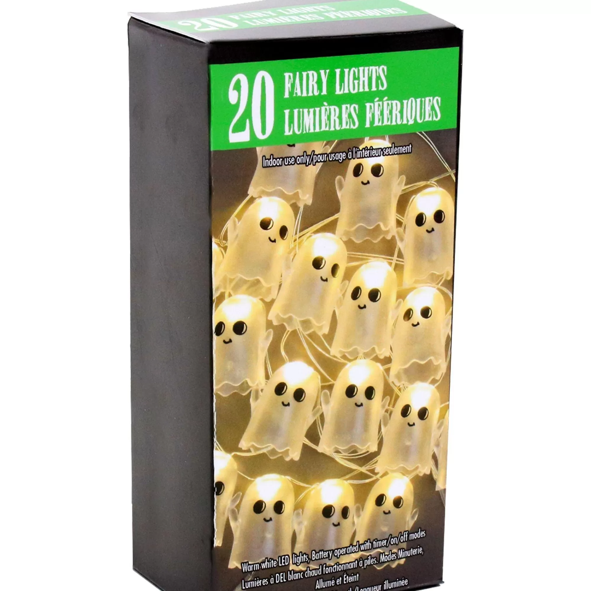 Party City Strobe Lights & Black Lights | Friendly Ghost Halloween Led Plastic String Lights, 20 Bulbs, 6.3Ft