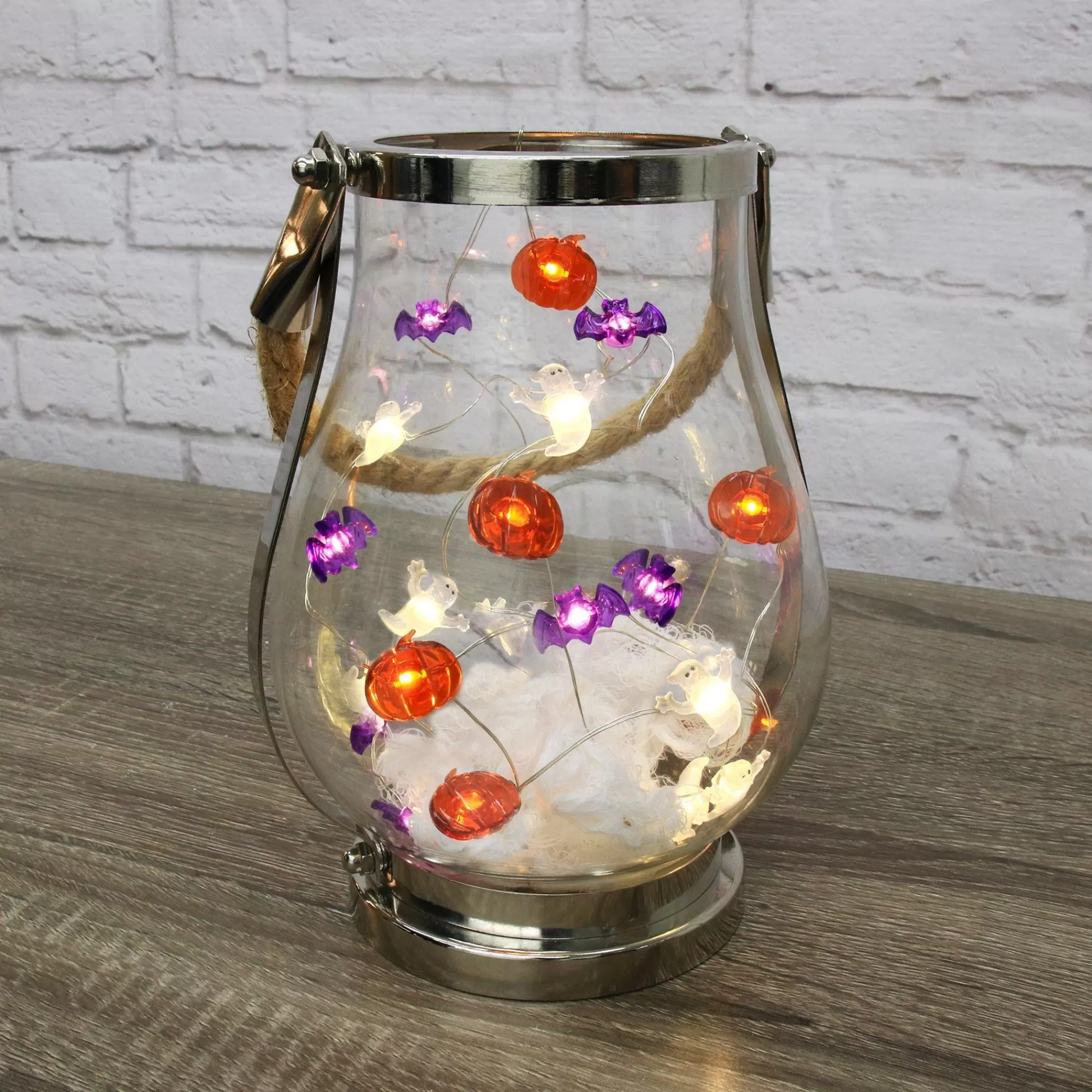 Party City Strobe Lights & Black Lights | Ghost, Bat & Pumpkin Halloween Led Plastic String Lights, 20 Bulbs, 6.3Ft