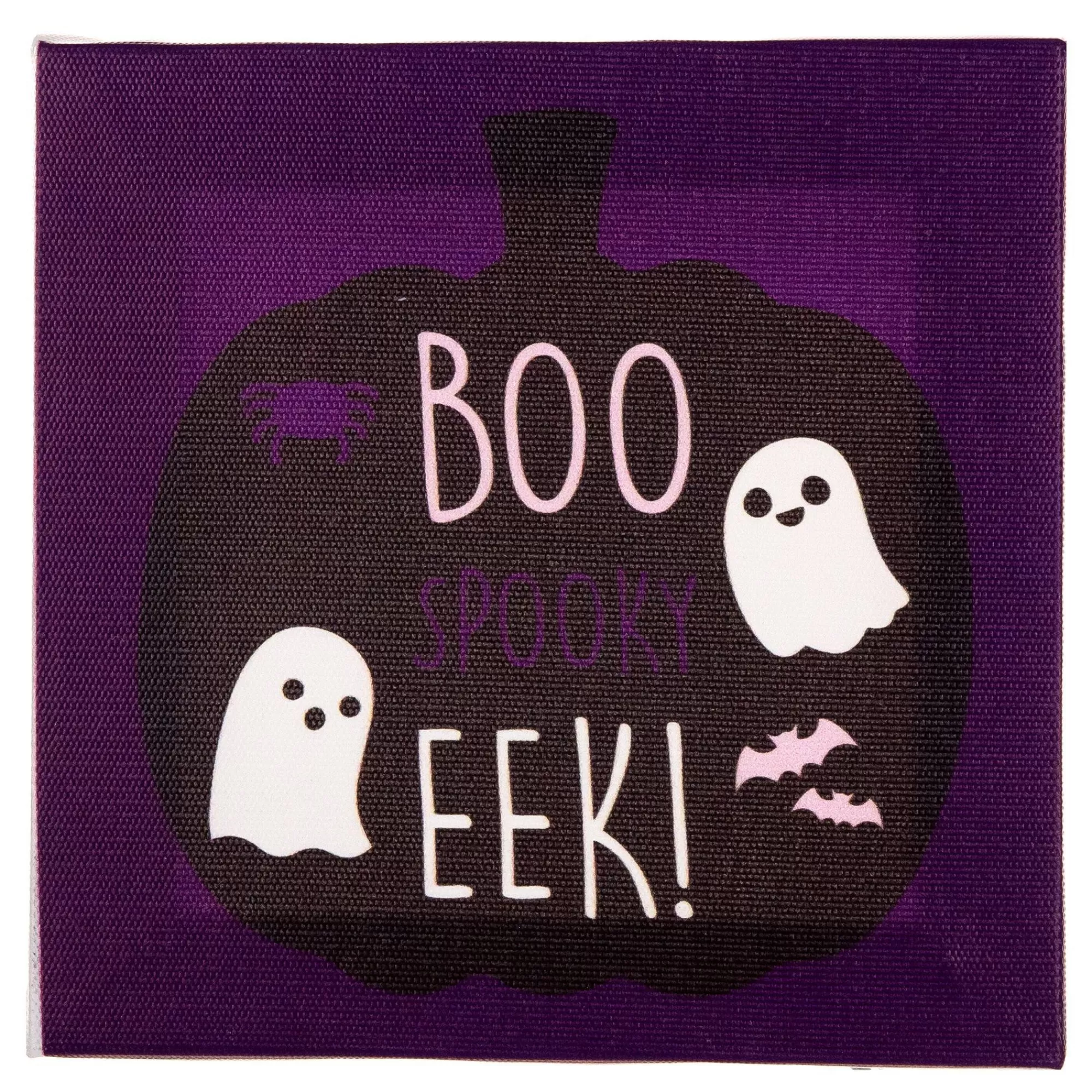 Party City Home Décor | Ghost Boo Eek Halloween Wood & Canvas Sign, 5In X 5In