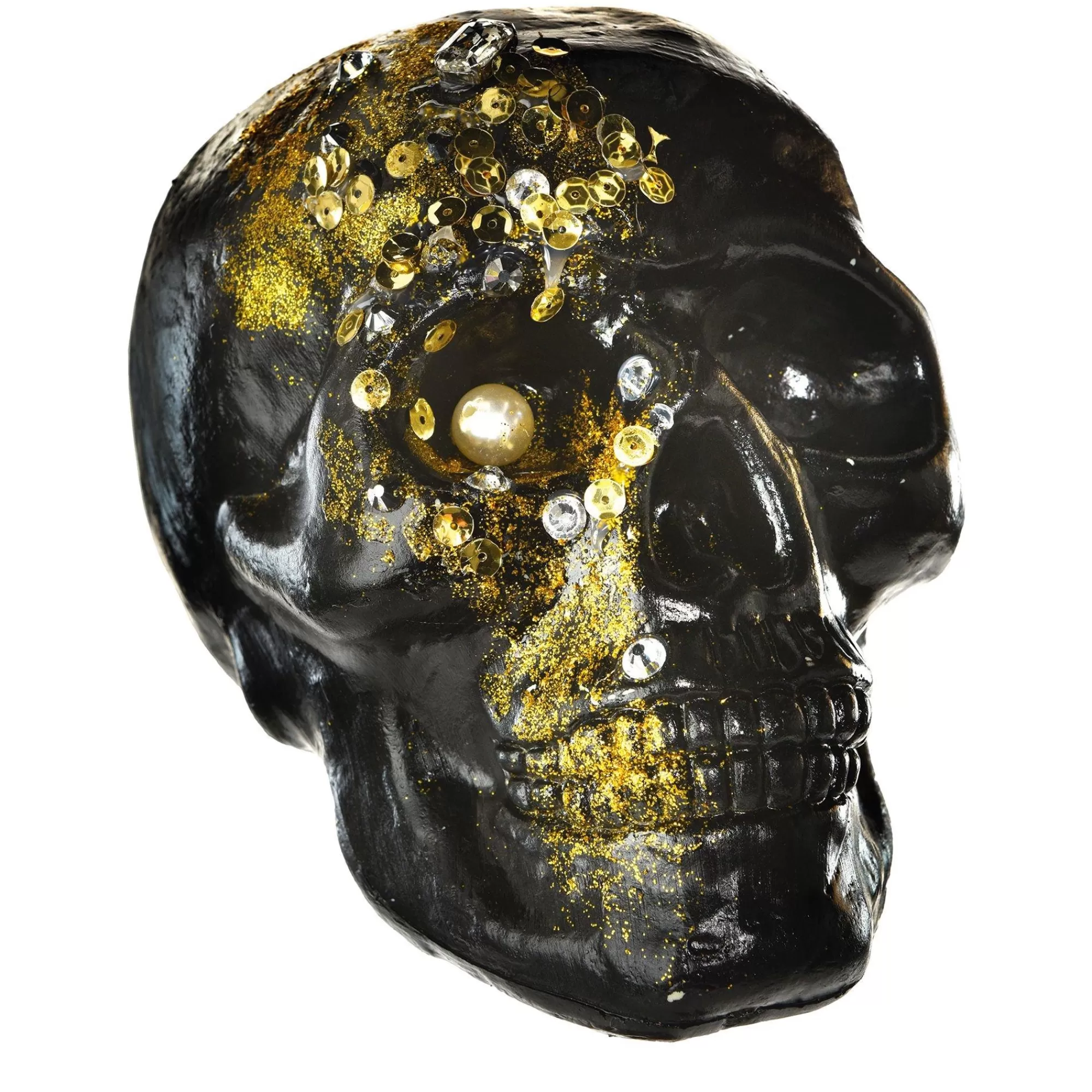 Party City Skeletons | Glitter Glam Boneyard Jeweled Skull Plastic Decoration, 6.5In X 8.75In