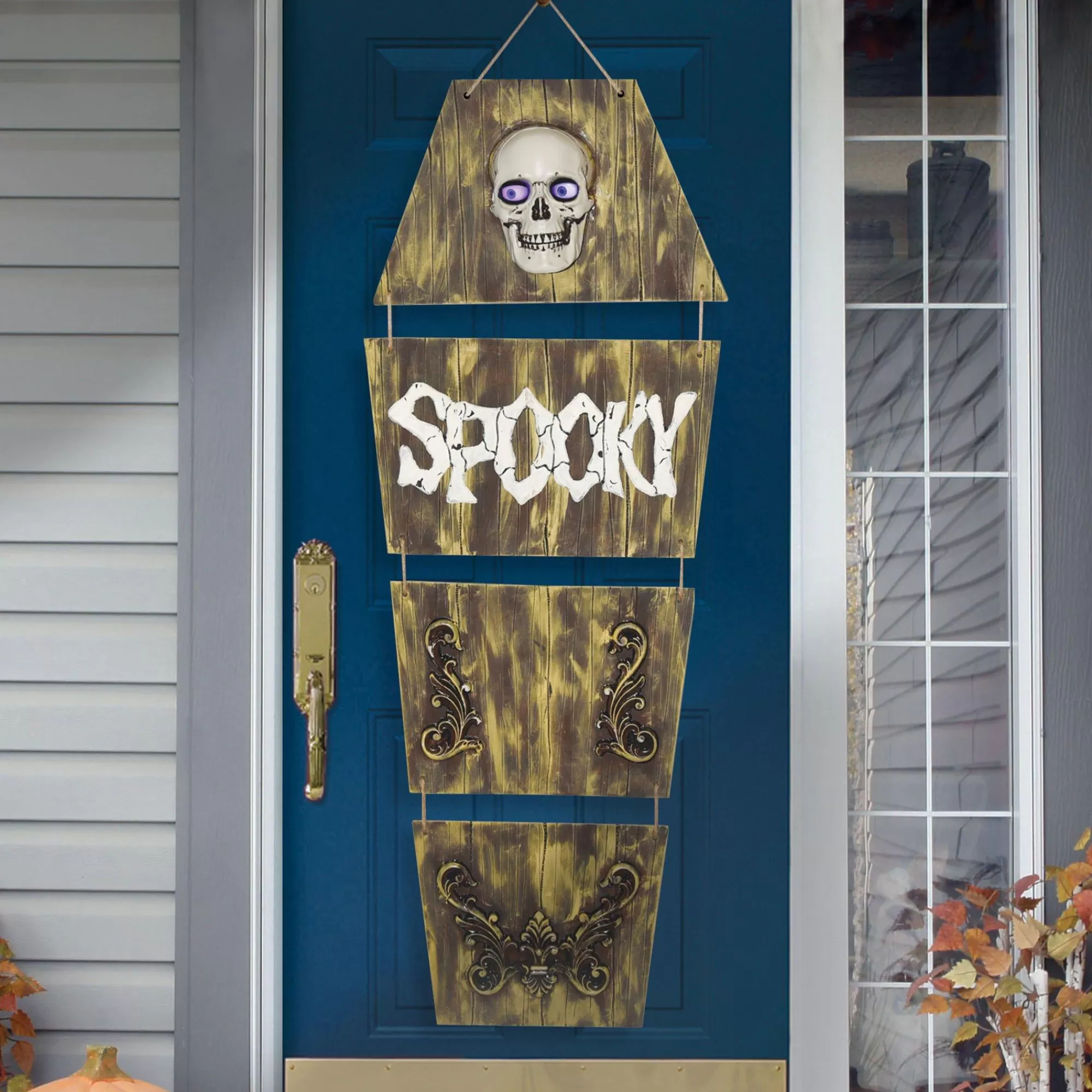 Party City Hanging Props | Hanging Coffin With Animated Skull, 5Ft - Halloween Decoration