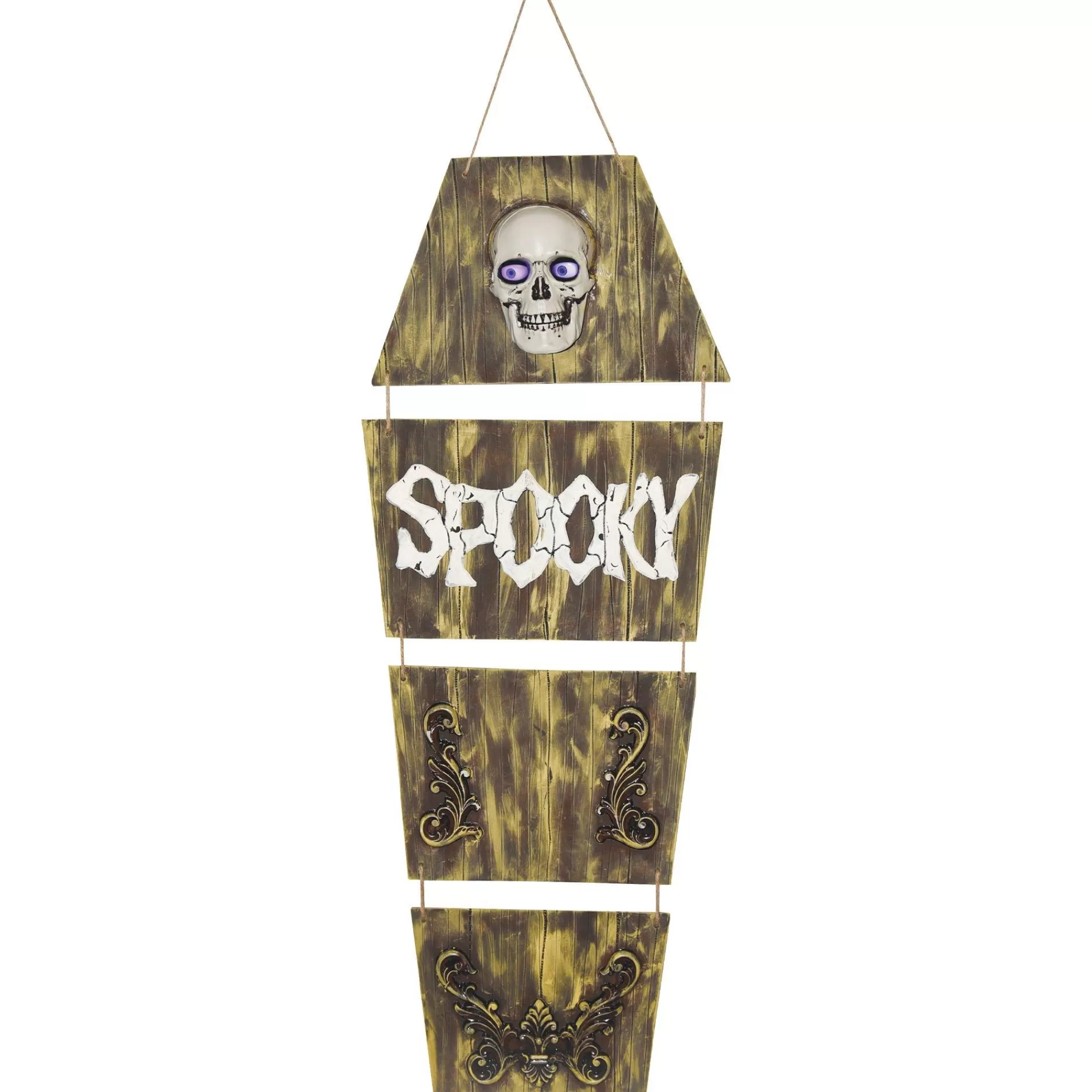 Party City Hanging Props | Hanging Coffin With Animated Skull, 5Ft - Halloween Decoration