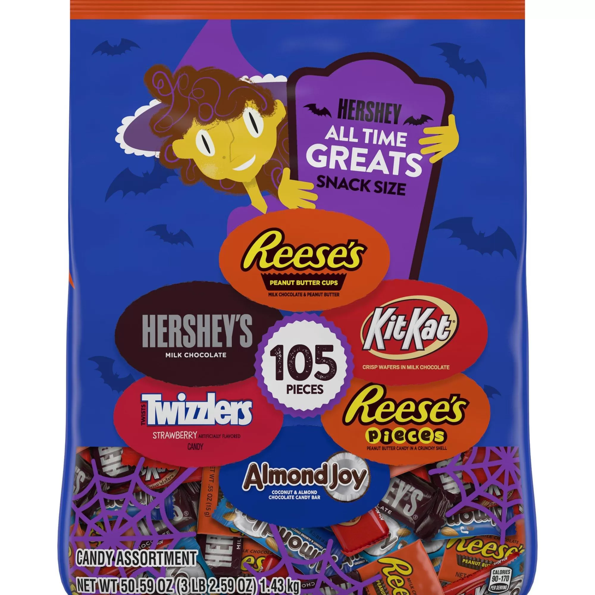 Hershey's Trunk Or Treat | All Time Greats Snack Size Halloween Mix, 50.59Oz, 105Pc