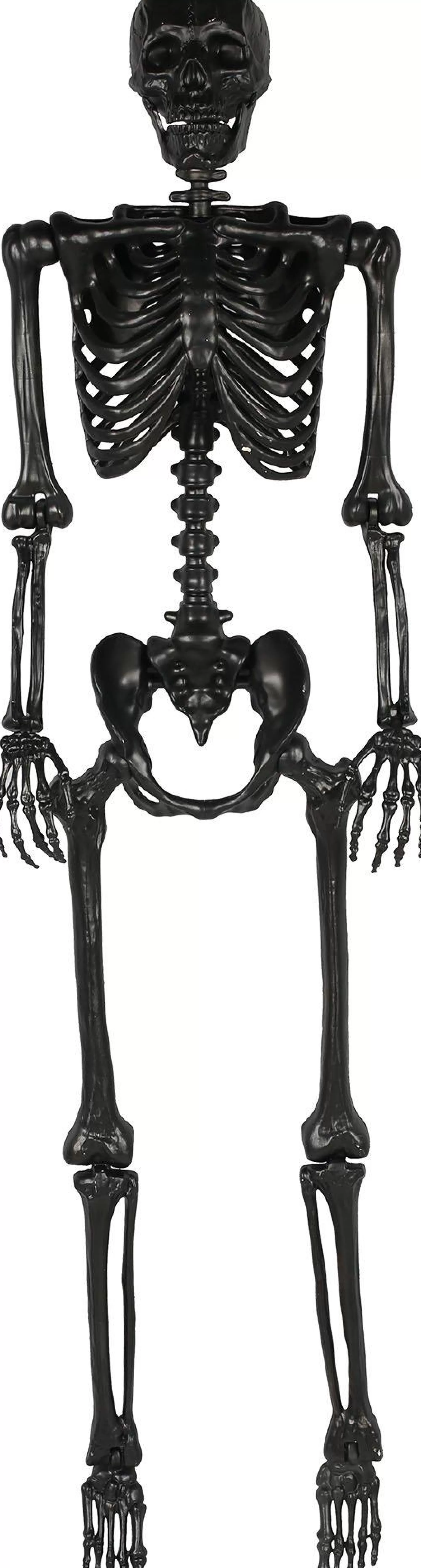 Party City Skeletons | Life-Size Poseable Skeleton, Black, 5Ft - Halloween Decoration