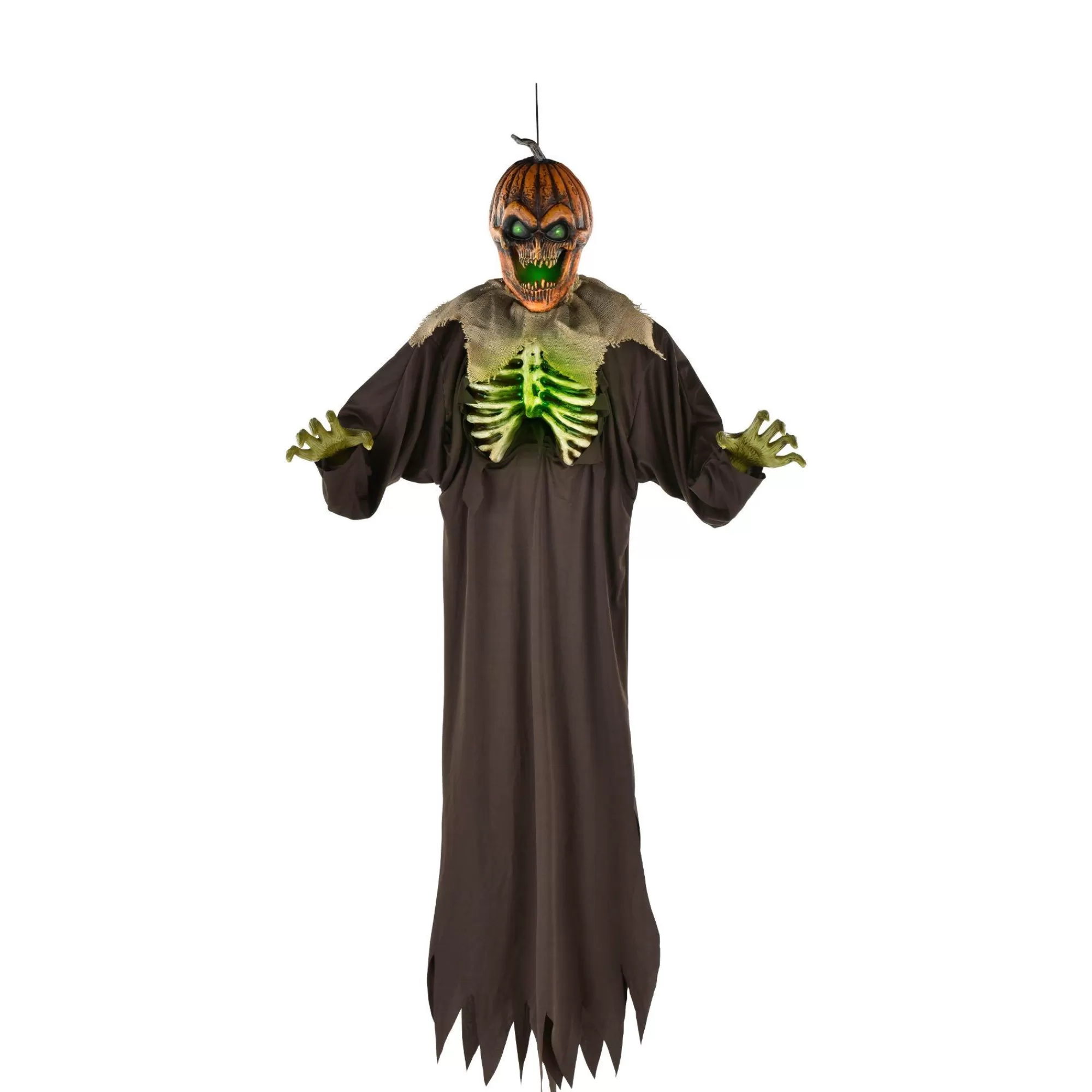 Party City Hanging Props | Light-Up & Talking Jack-O'-Lantern Ghoul Hanging Decoration, 6Ft