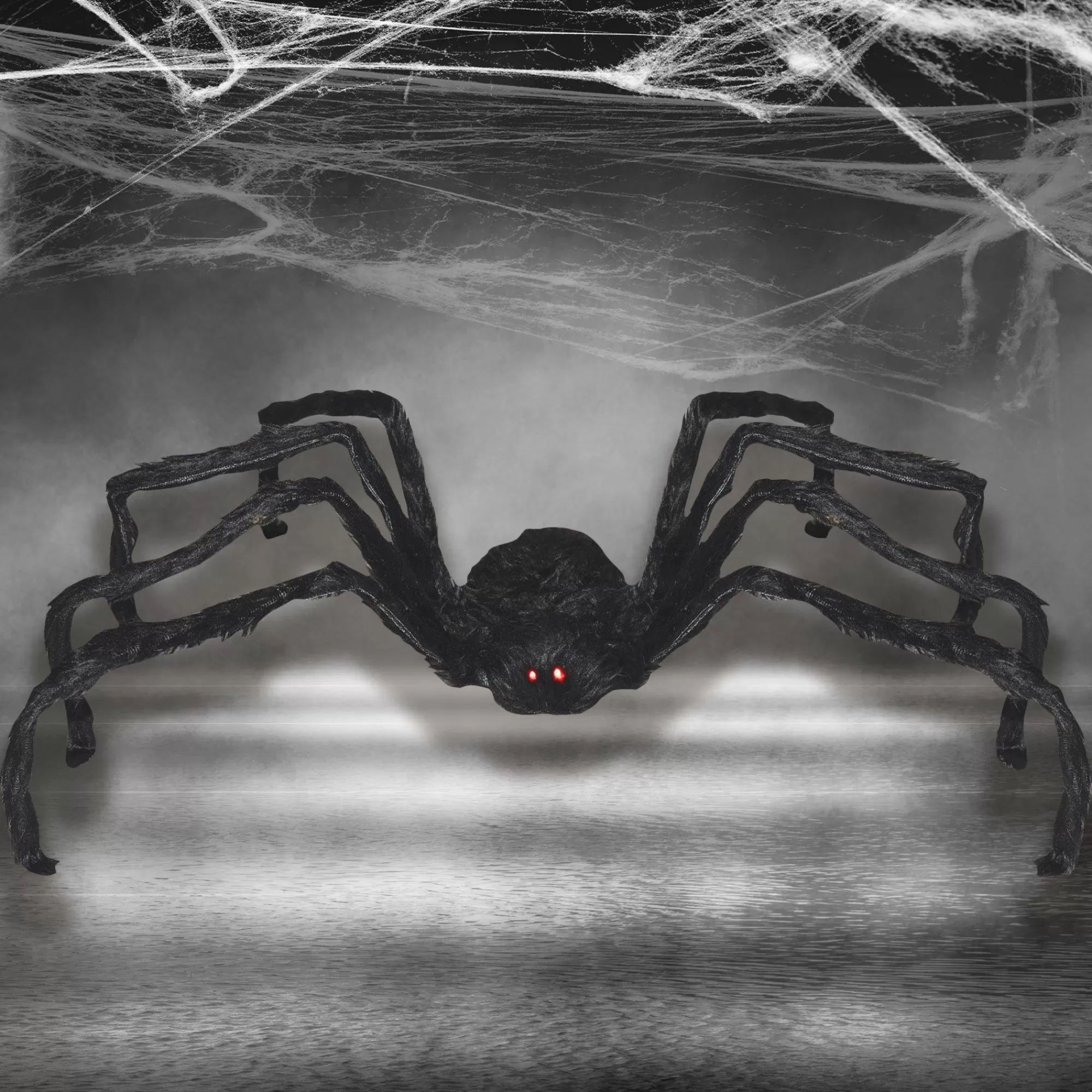 Party City Animatronics | Light-Up Animated Giant Walking Spider Fabric & Foam Decoration With Sounds, 39.4In