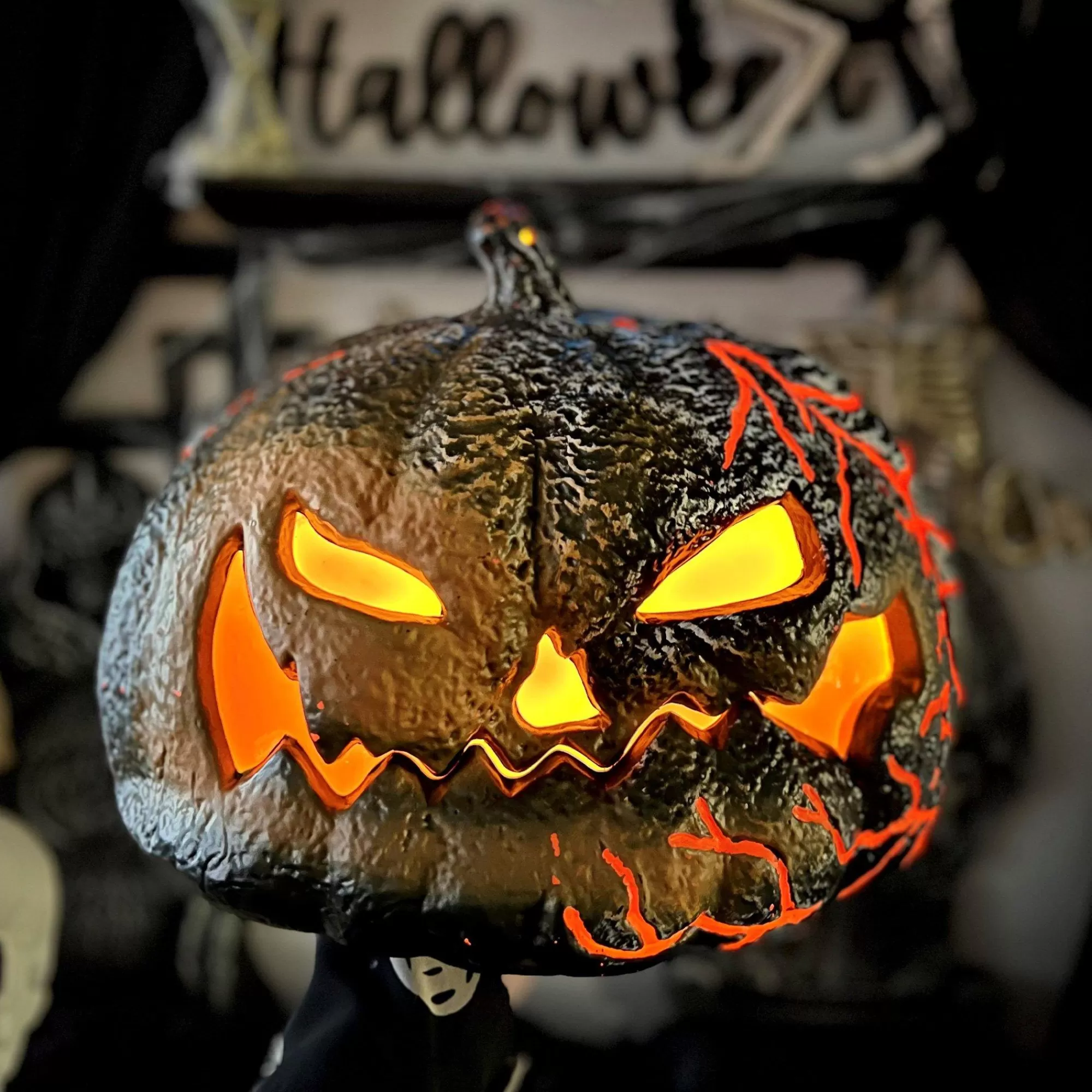 Party City Home Décor | Light-Up Flaming Pumpkin, 14.2In X 10.2In - Halloween Decoration