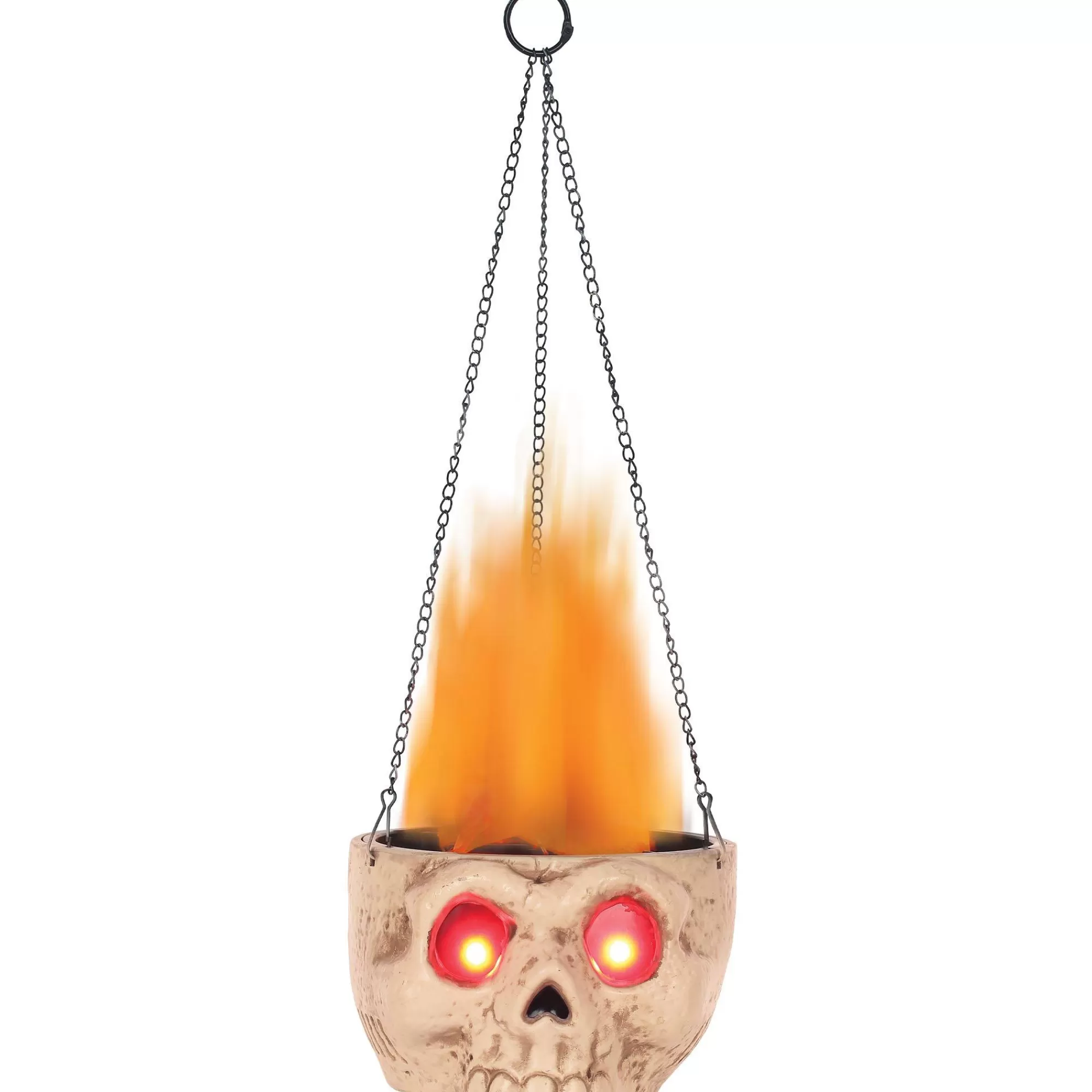 Party City Hanging Decorations | Light-Up Flaming Skull Sconce, 18.25In - Halloween Decoration