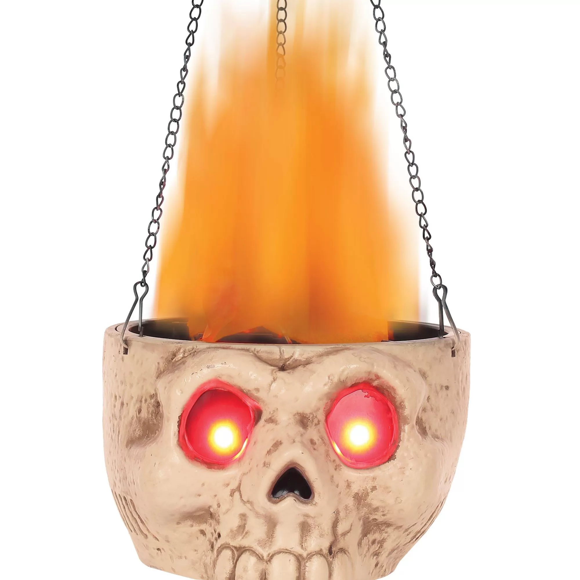 Party City Hanging Decorations | Light-Up Flaming Skull Sconce, 18.25In - Halloween Decoration