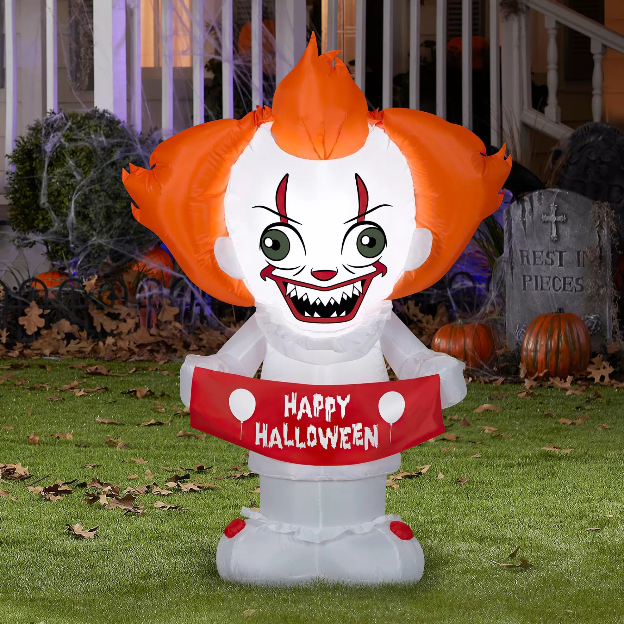 Party City Inflatables & Blow-Ups | Light-Up Halloween Pennywise Inflatable Yard Decoration, 4Ft - It