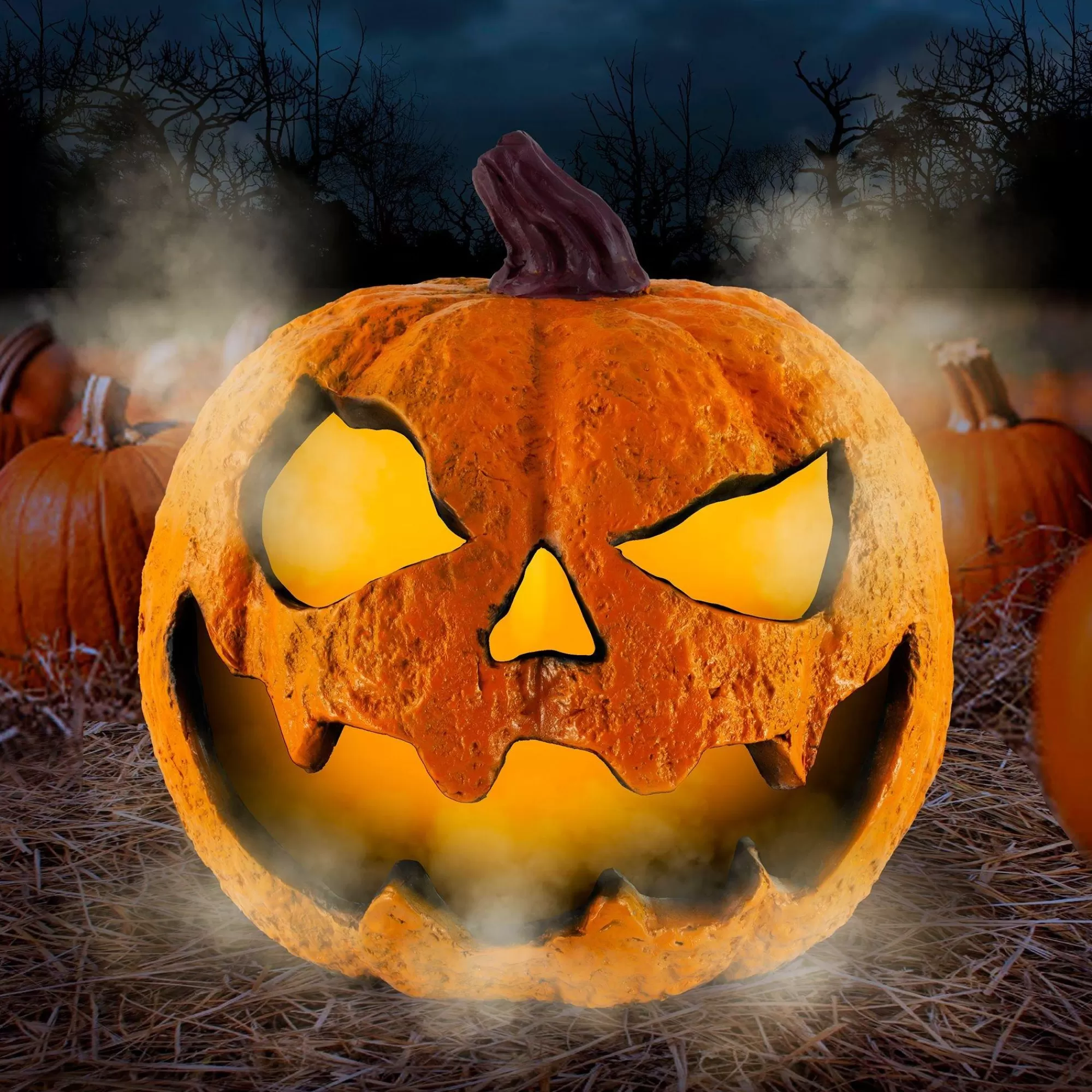 Party City Home Décor | Light-Up Misting Jack-O'-Lantern Plastic Decoration, 8.75In X 9In