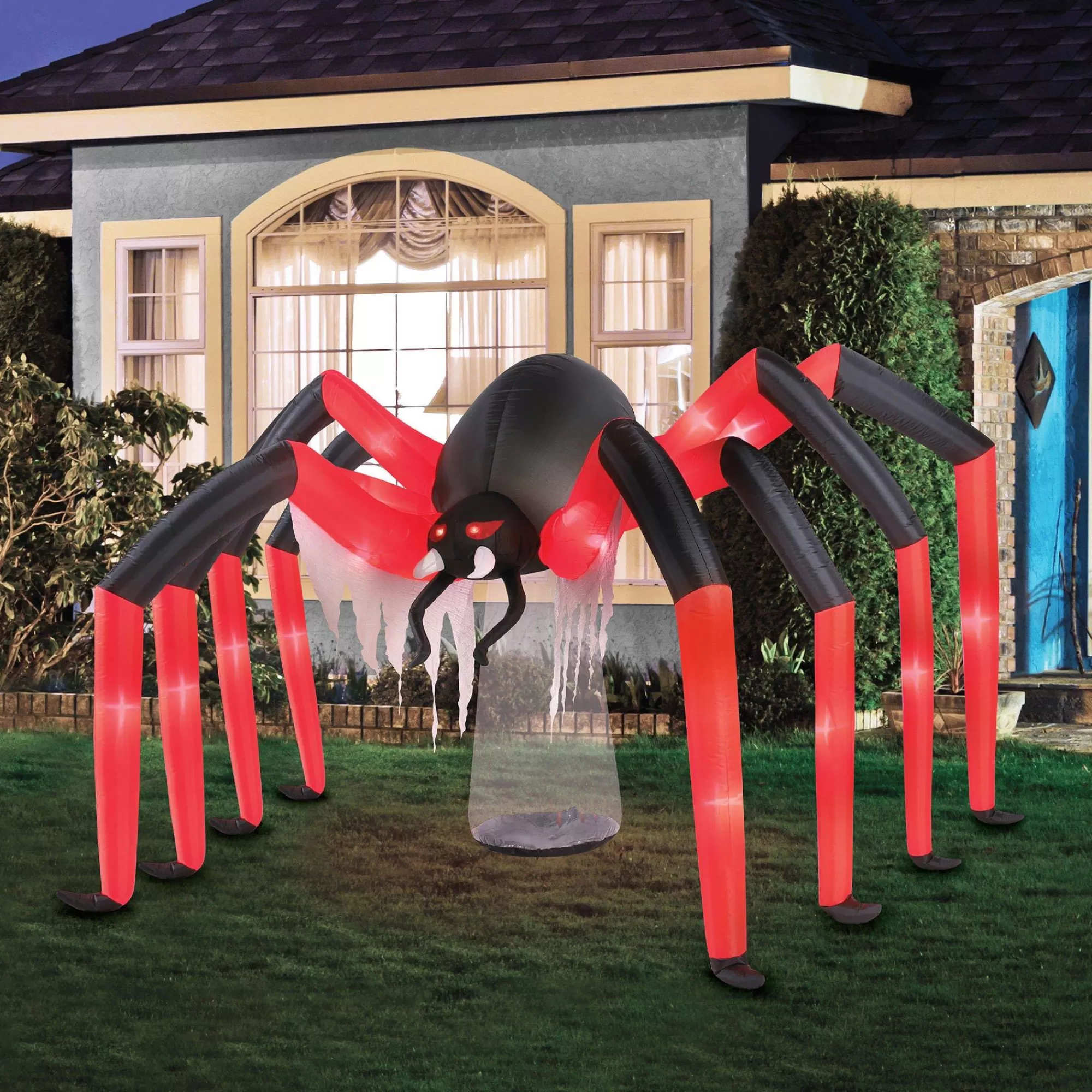 Party City Inflatables & Blow-Ups | Light-Up Red & Black Giant Spider Inflatable Yard Decoration, 9Ft X 6Ft