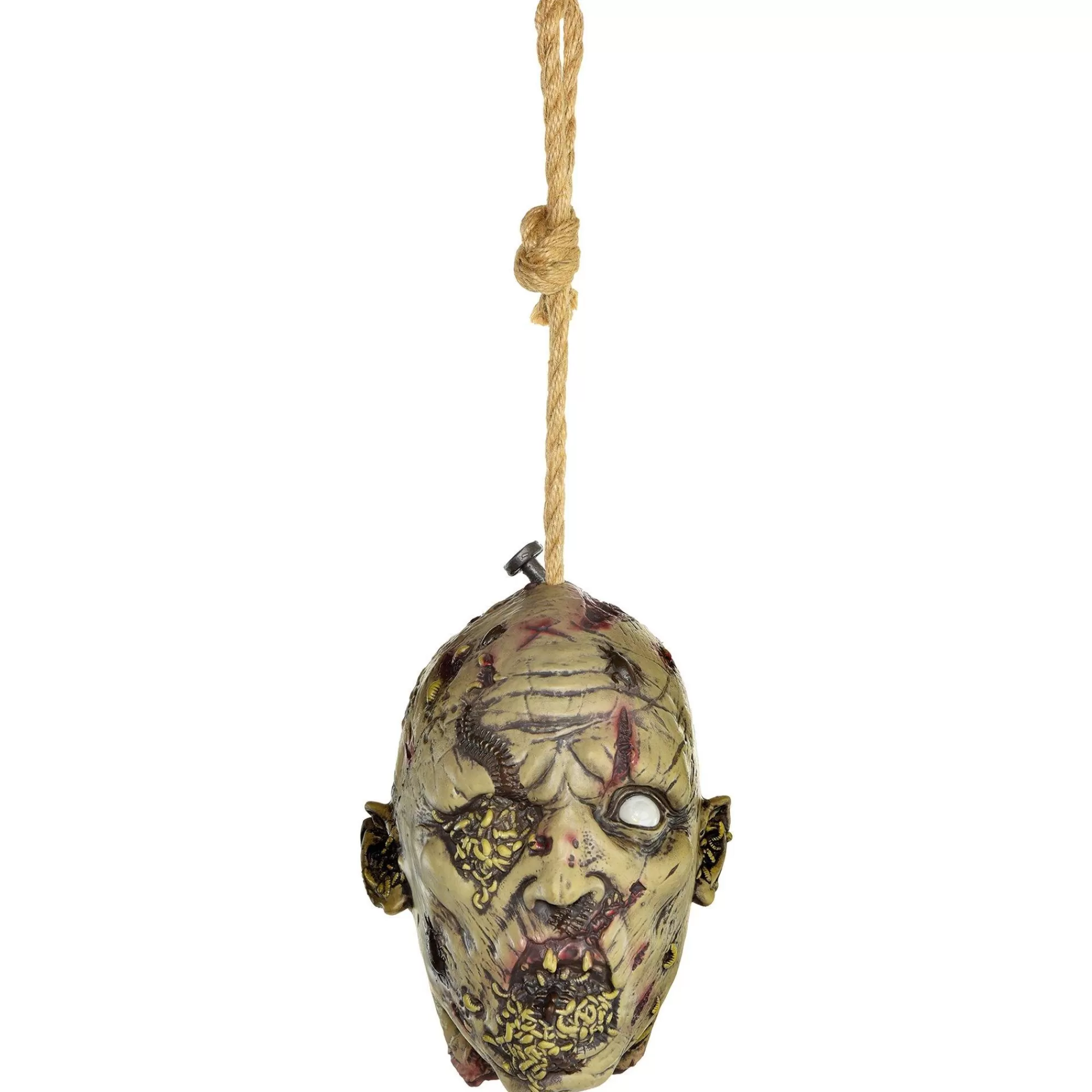 Party City Get Axed | Maggot & Pest Infested Head Latex & Rope Hanging Decoration, 7.7In X 11In