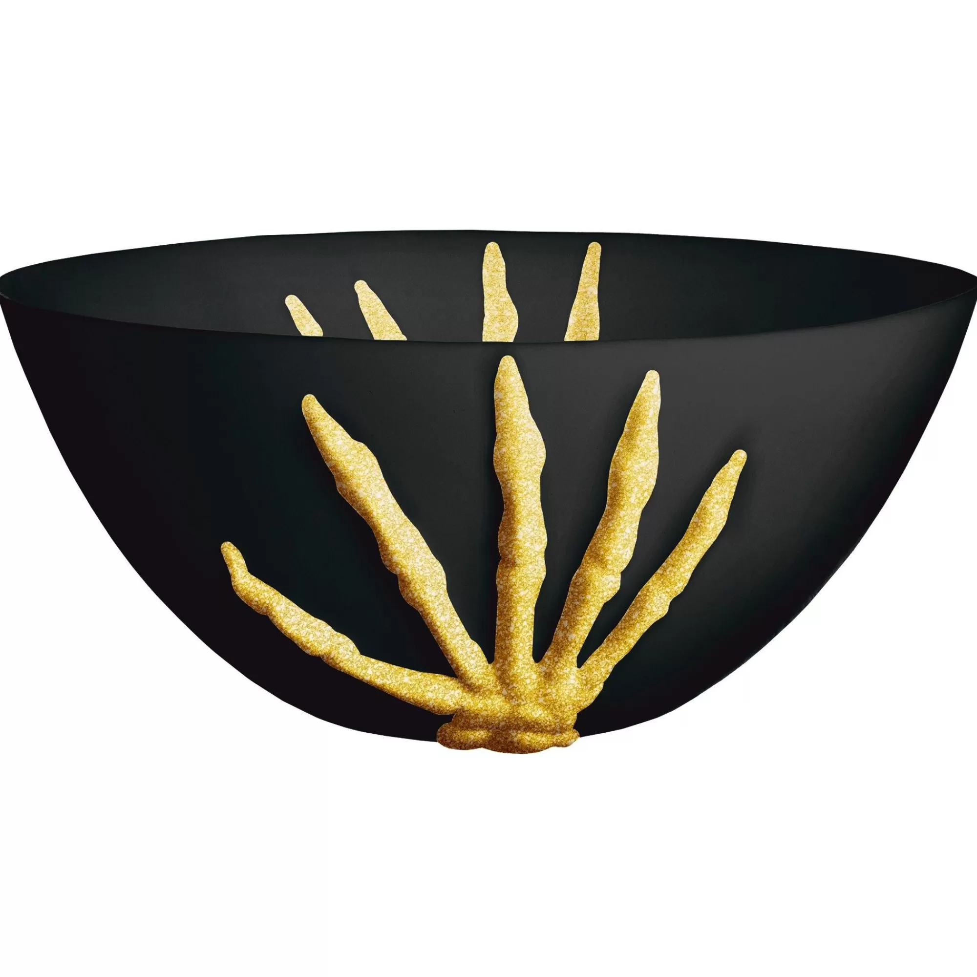 Party City Table Décor & Centerpieces | Metallic Glam Boneyard Black & Gold Skeleton Plastic Serving Bowl, 11In X 5In