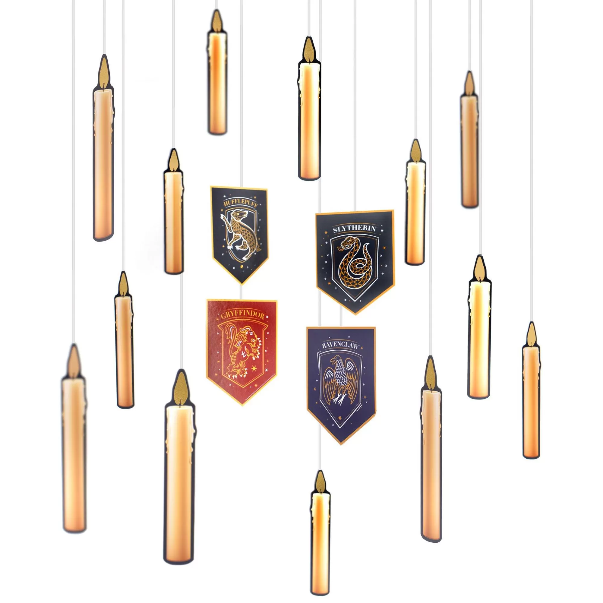 Party City Harry Potter Hogwarts | Metallic Hogwarts United Cardstock Hanging Decorations, 24Ct - Harry Potter