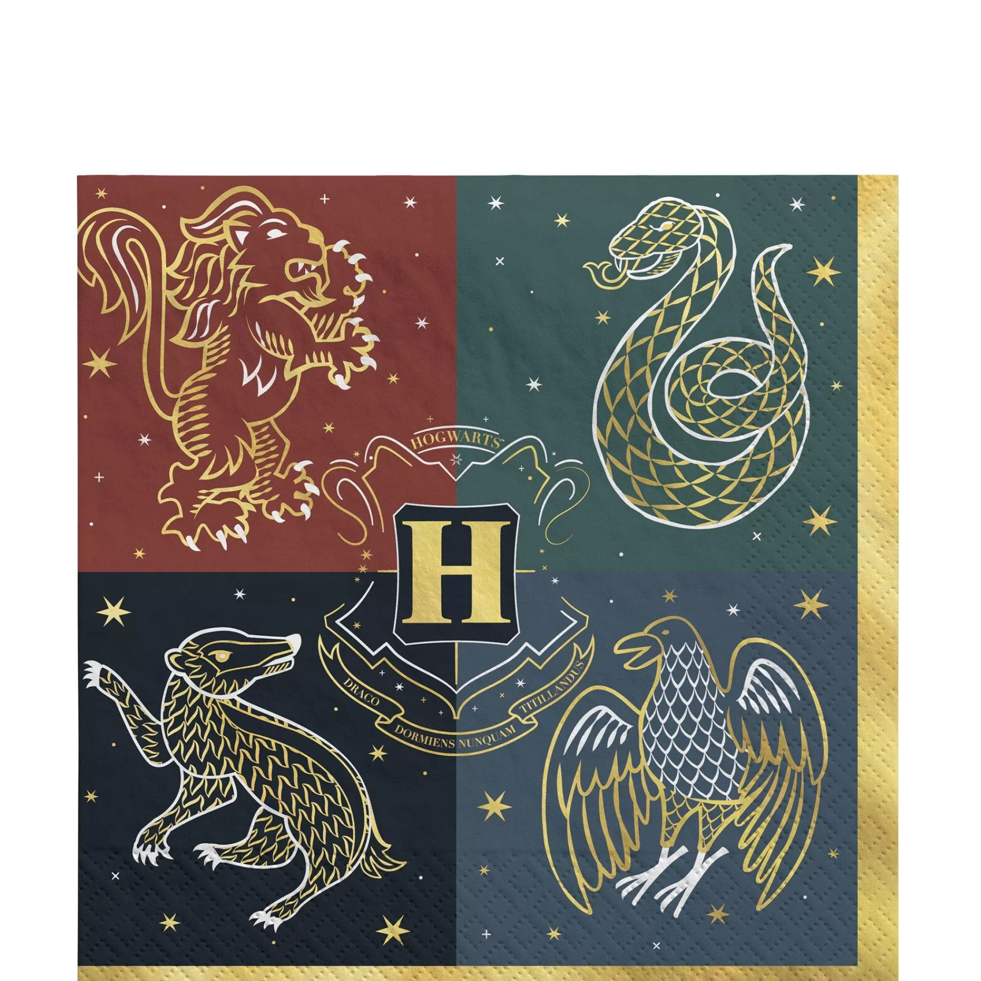 Party City Harry Potter Hogwarts | Metallic Hogwarts United Paper Lunch Napkins, 6.5In, 16Ct - Harry Potter