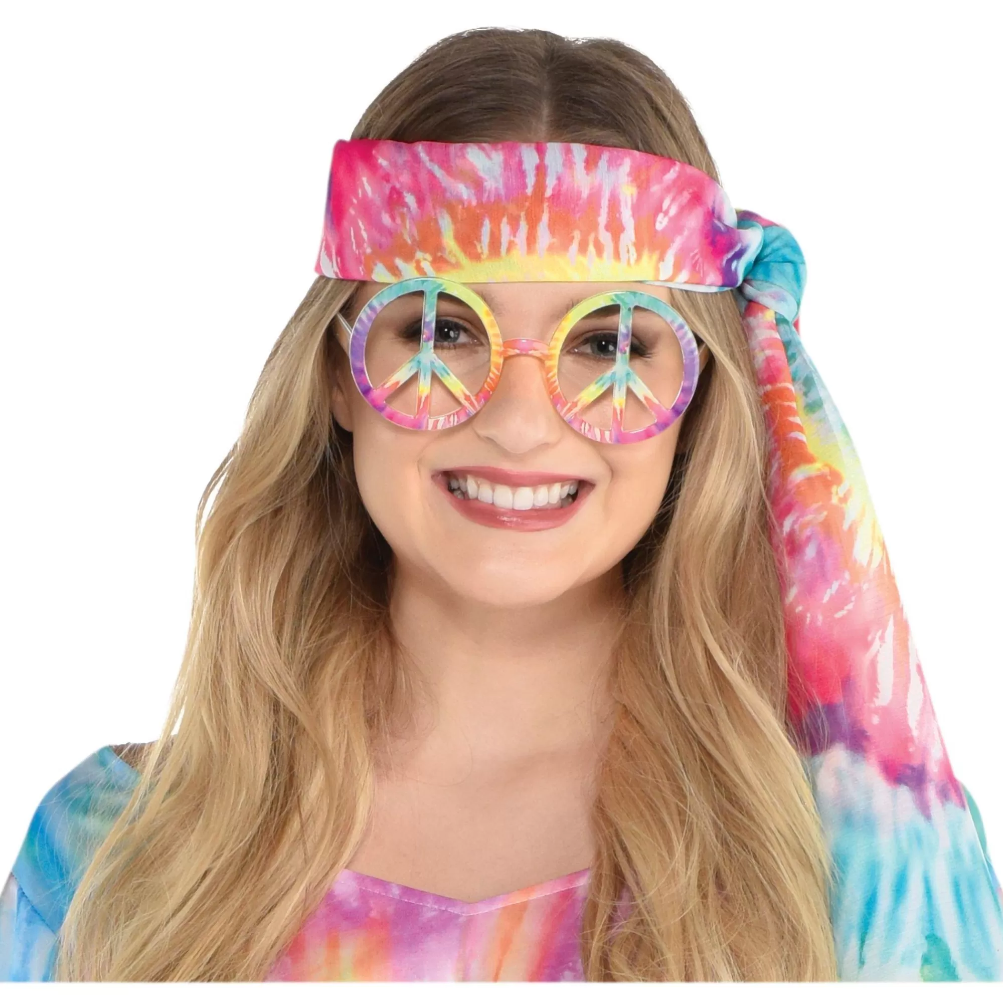 Party City Glasses-Multicolor Tie Dye Hippie Peace Sign Glasses