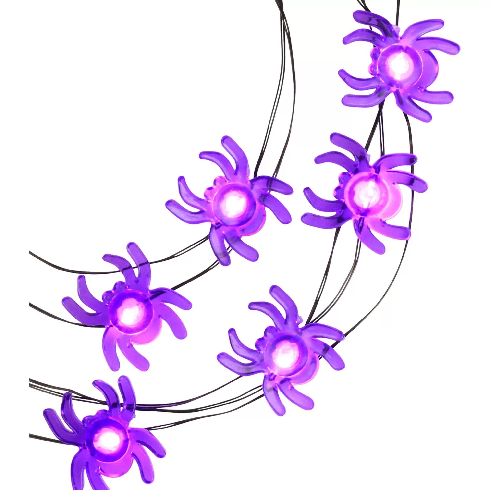 Party City Spiders & Webbing | Purple Spider Halloween Led Plastic String Lights, 20 Bulbs, 6.3Ft