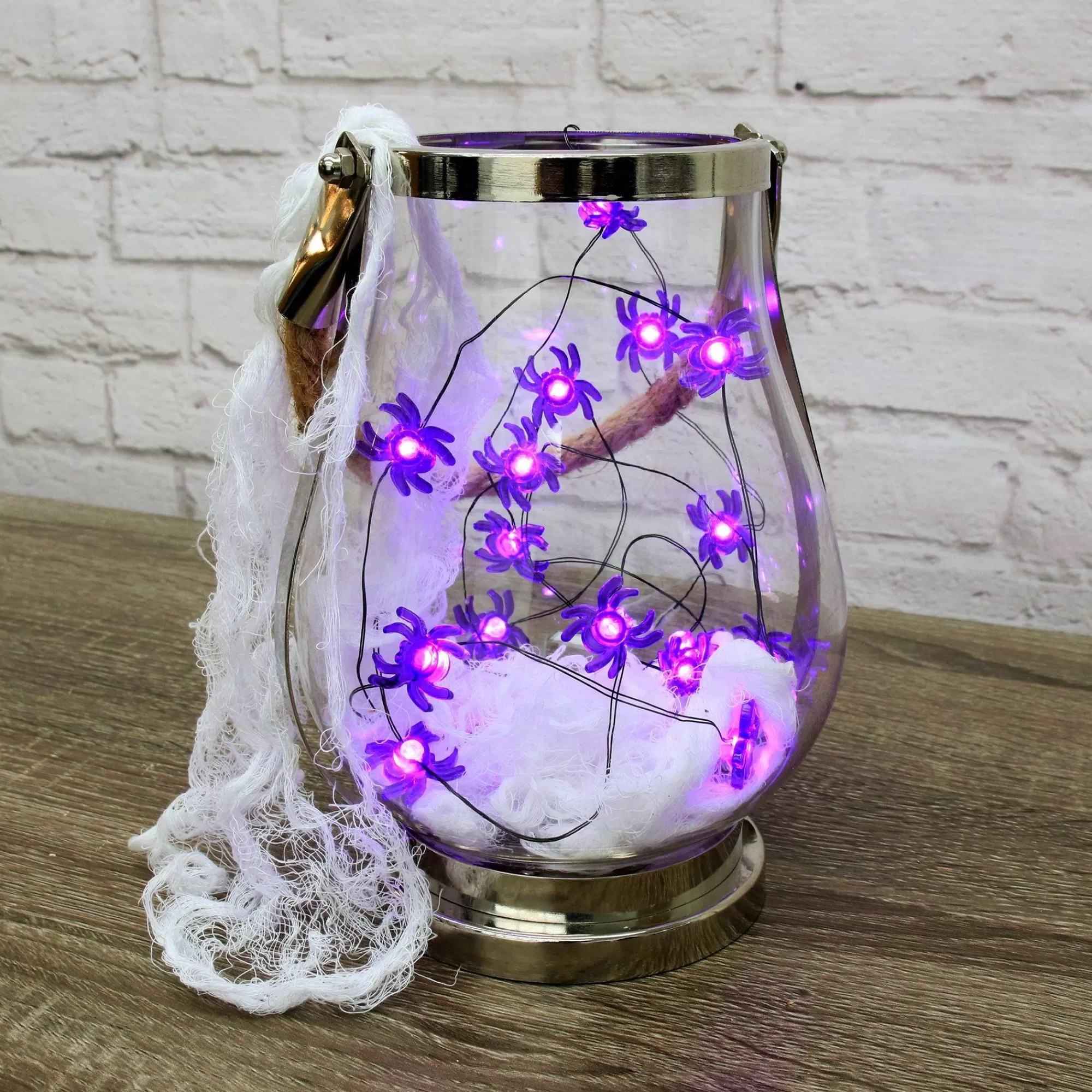 Party City Spiders & Webbing | Purple Spider Halloween Led Plastic String Lights, 20 Bulbs, 6.3Ft