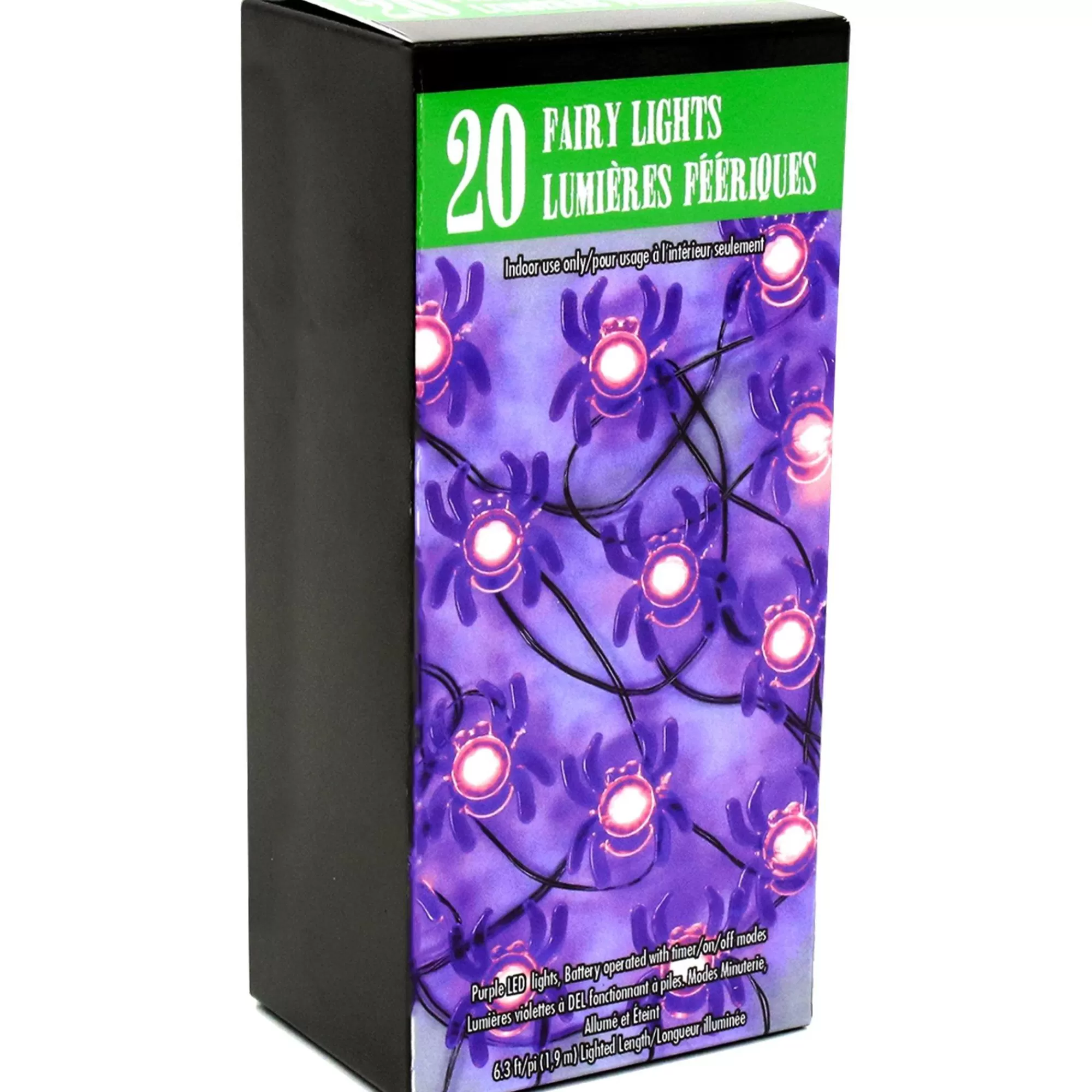 Party City Spiders & Webbing | Purple Spider Halloween Led Plastic String Lights, 20 Bulbs, 6.3Ft