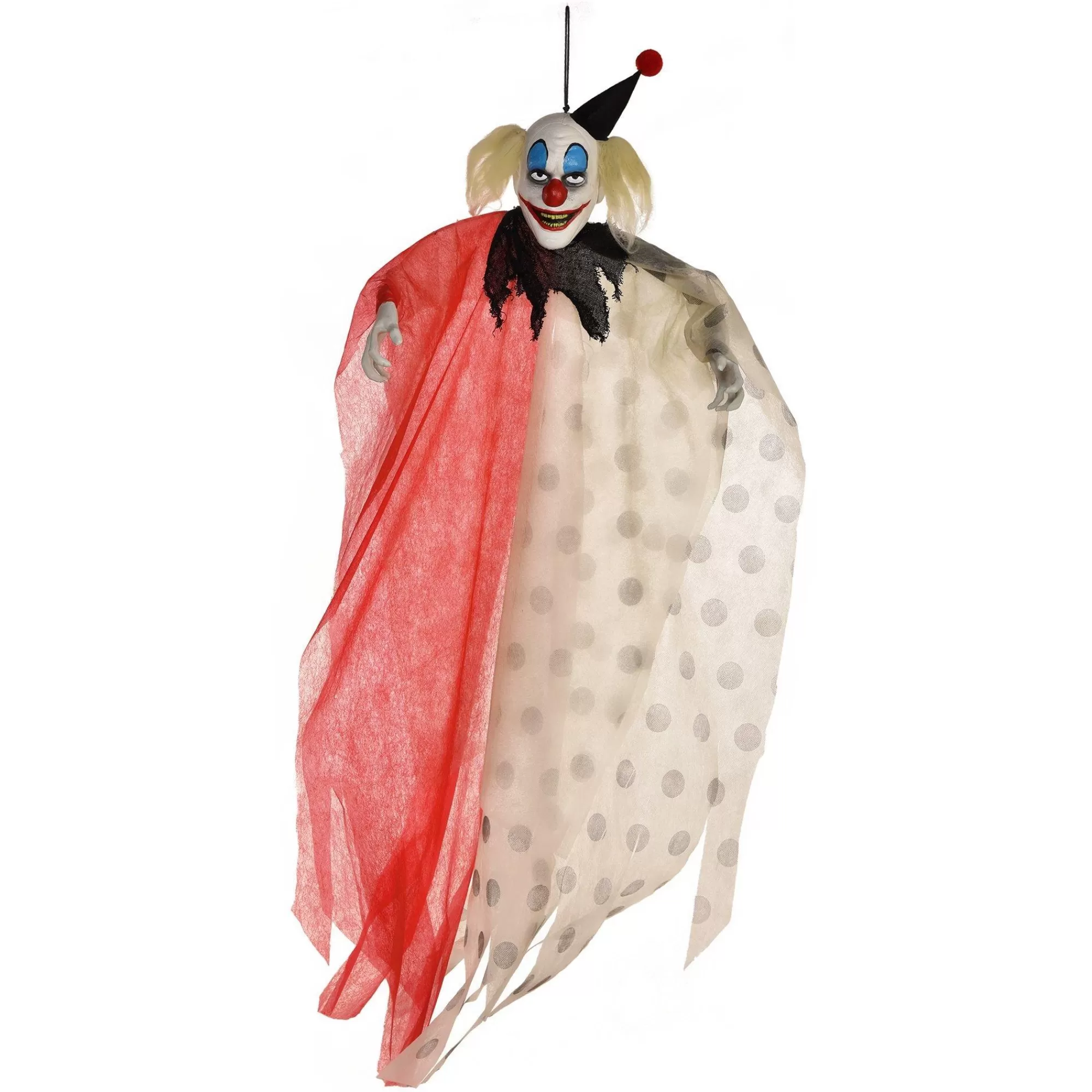 Party City Hanging Decorations | Scary Red & White Polka Dot Clown Fabric & Plastic Hanging Decoration, 48In