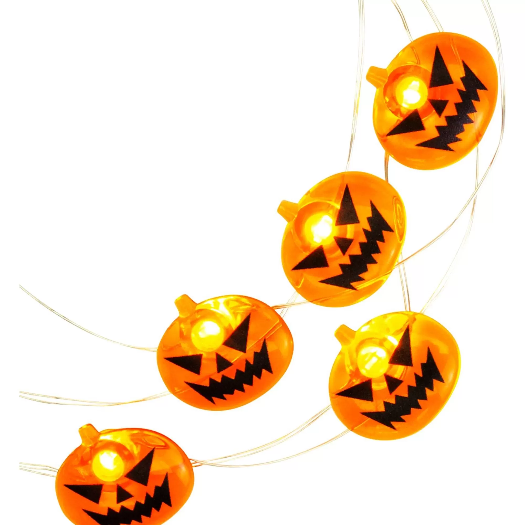 Party City Strobe Lights & Black Lights | Spooky Jack-O'-Lantern Halloween Led Plastic String Lights, 20 Bulbs, 6.3Ft