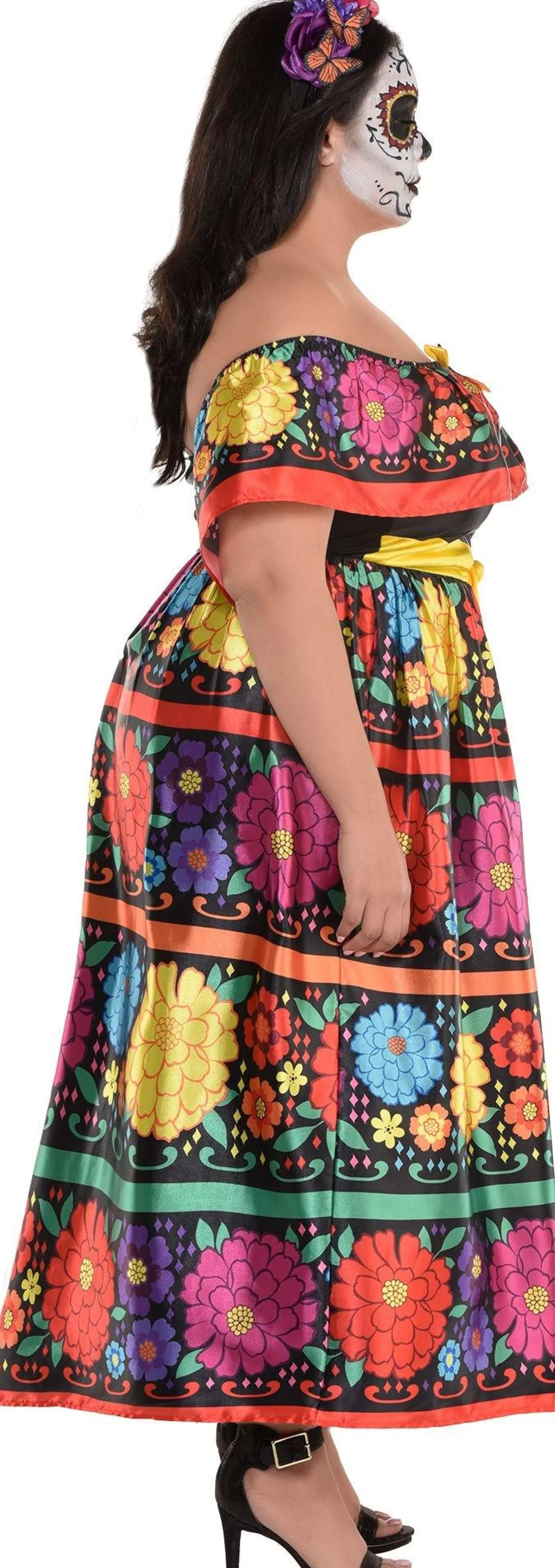 Party City Plus Size Costumes-Sugar Skull Beauty Plus Size Costume For Adults - Day Of The Dead