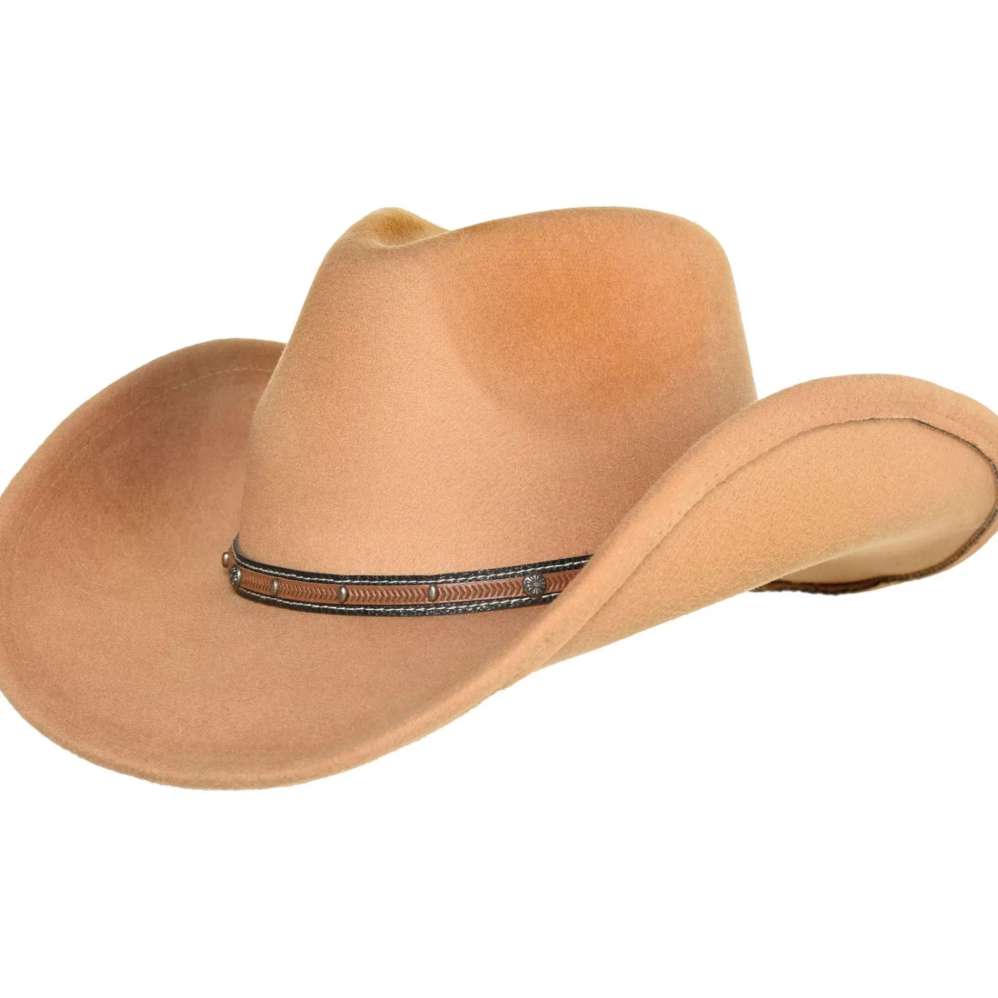 Party City Hats-Tan Cowboy Hat With Faux Leather Trim, One Size
