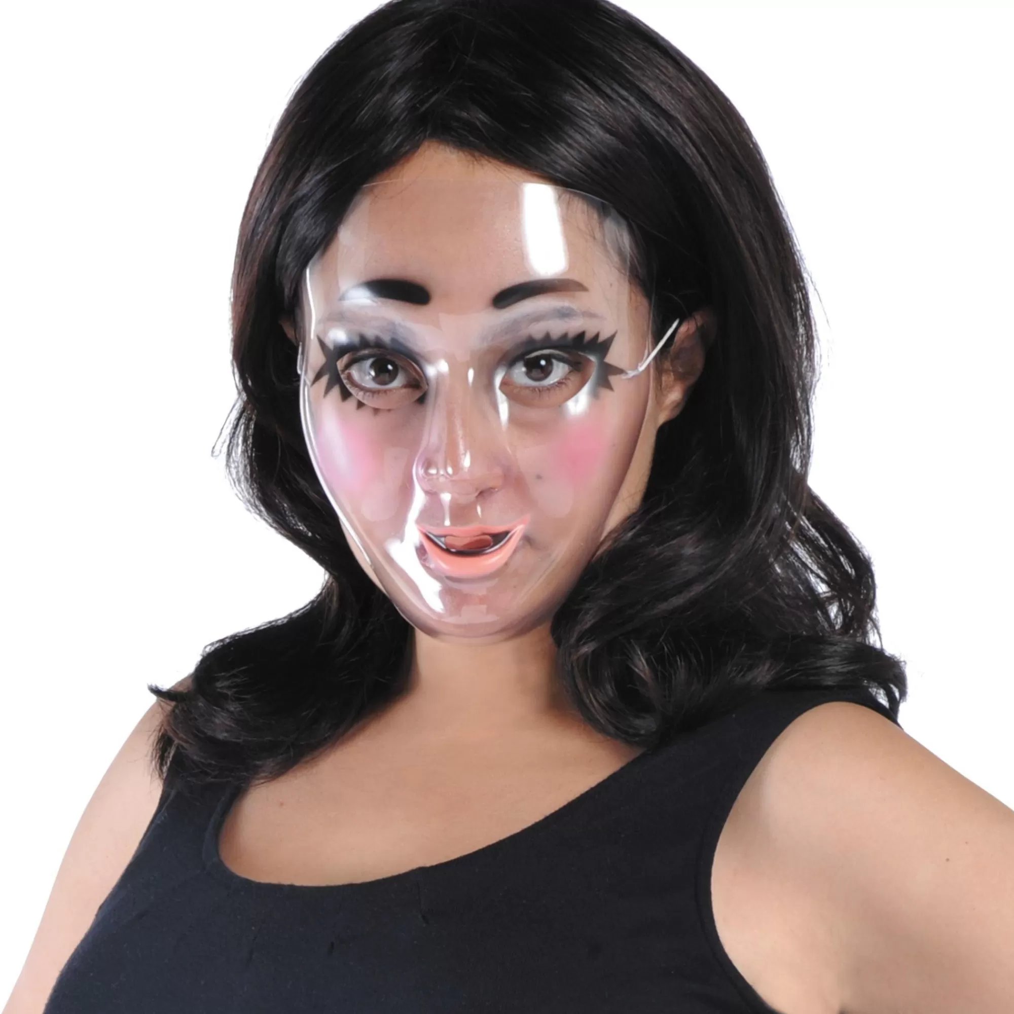 Party City Scary-Transparent Disguise Mask, 1Ct - Doll Eyes, Grin, Makeup Or Mustache