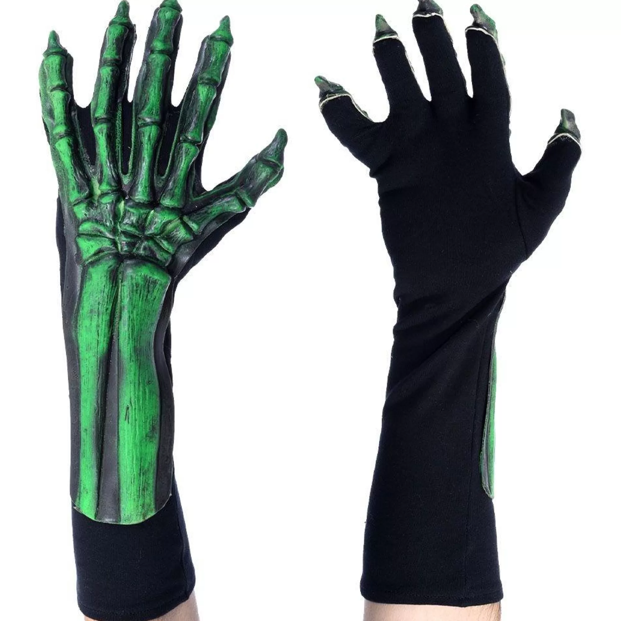 Party City Gloves-Uv Black Light Reactive Green Glow Skeleton Bone Hand Gloves