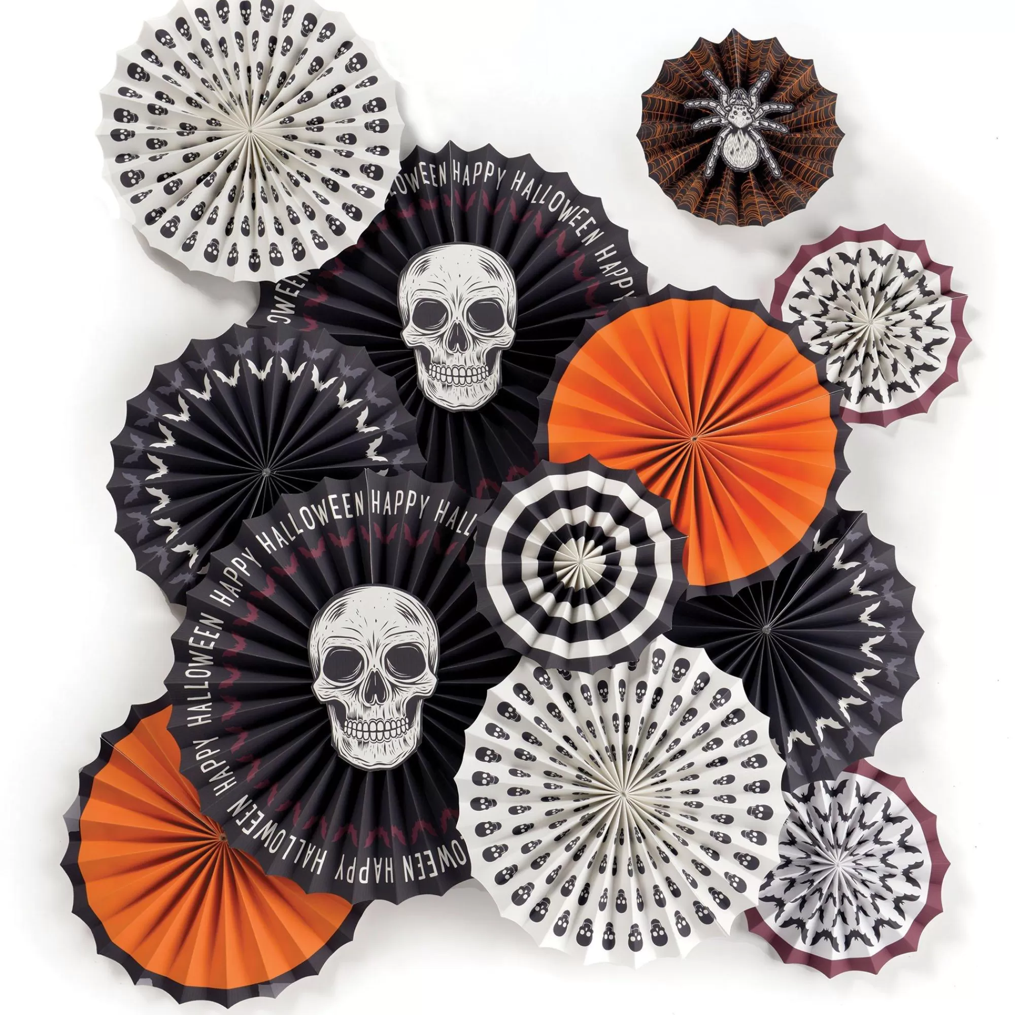 Party City Decorations | Wicked Hauntings Paper Fan Decorating Kit, 15Pc