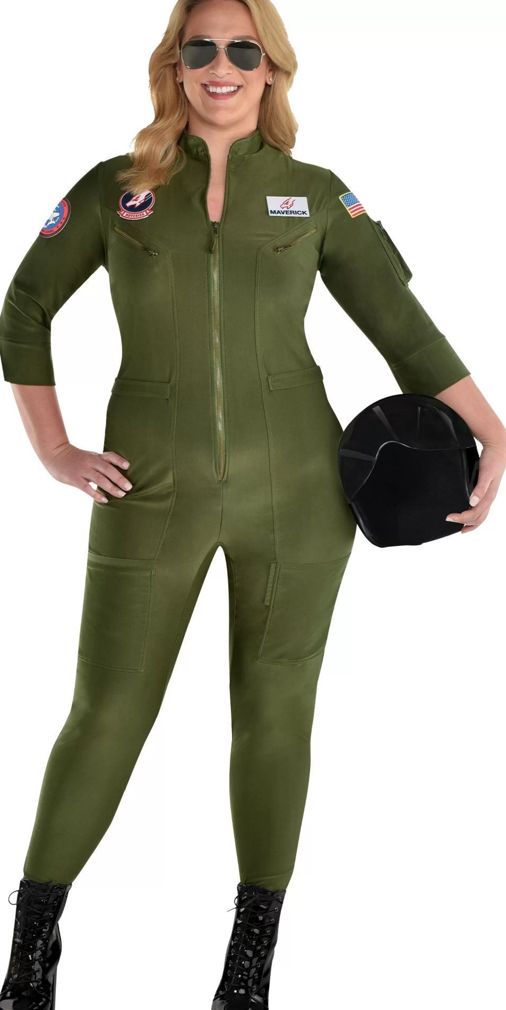Party City Plus Size Costumes-Womens Maverick Flight Suit Costume Plus Size - Top Gun 2